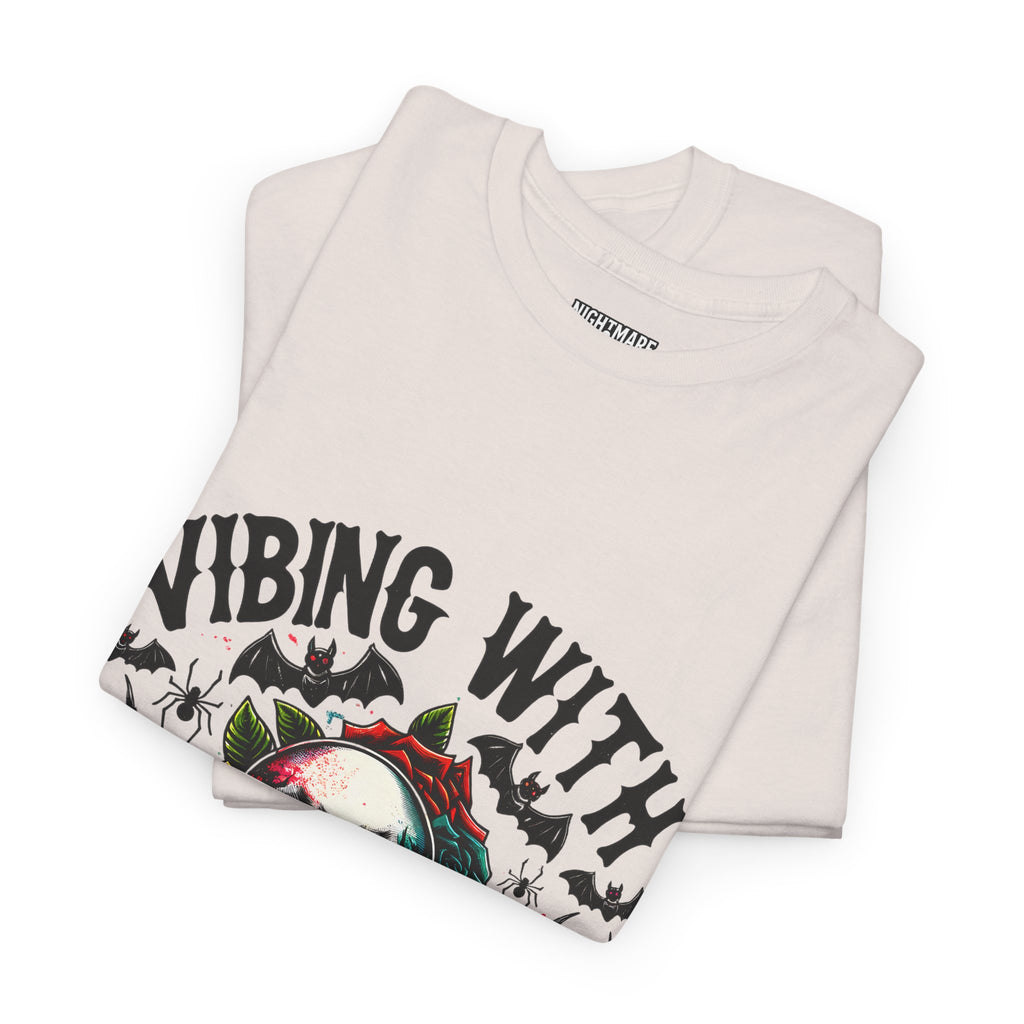 Vibing With My Demons, Halloween Skeleton & Pumpkin Tee, Spooky Season Apparel, Fall Fashion, Gift for Halloween Lovers