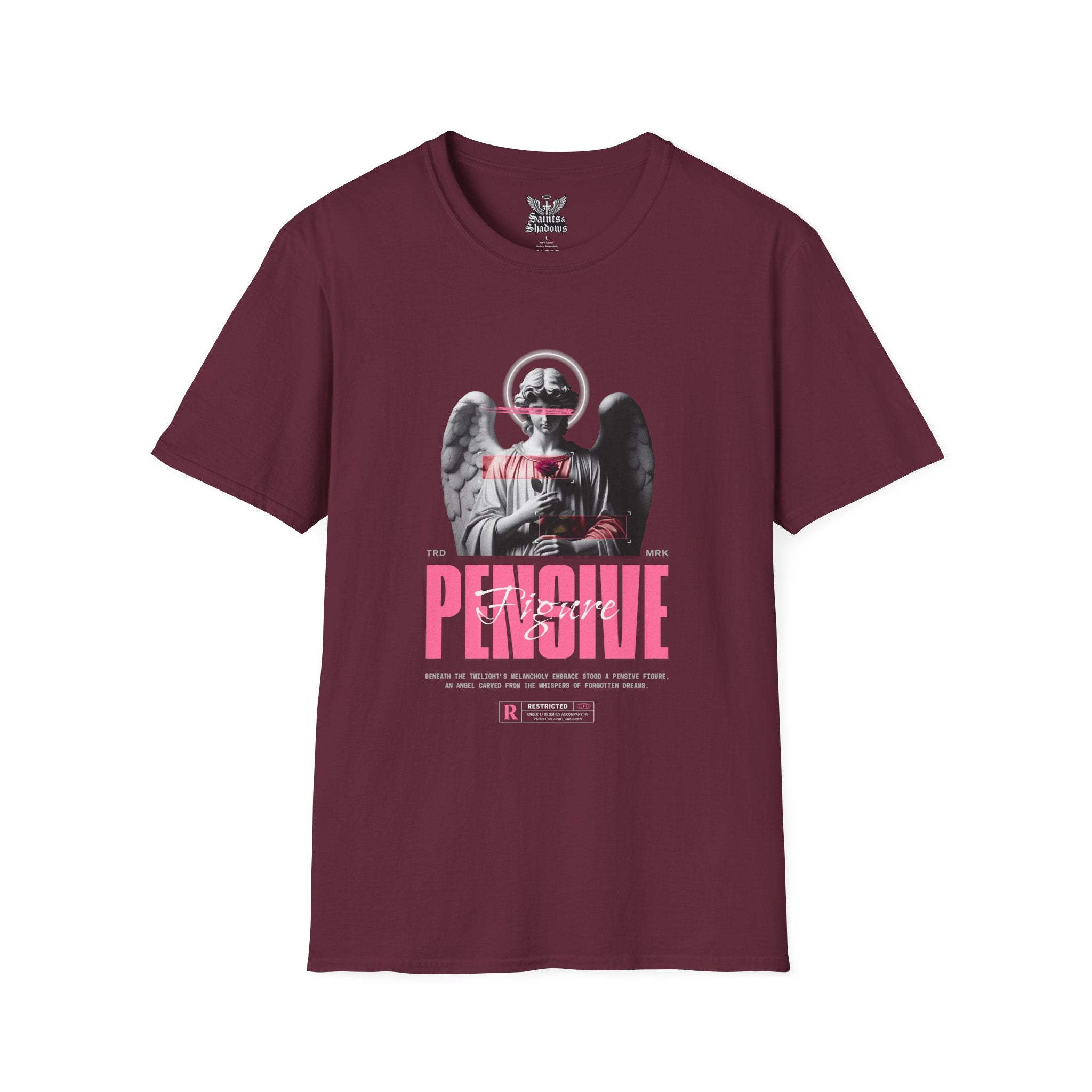 Saints and Shadows - Pensive, Angelic Artwork Unisex Softstyle T-Shirt, Casual Wear