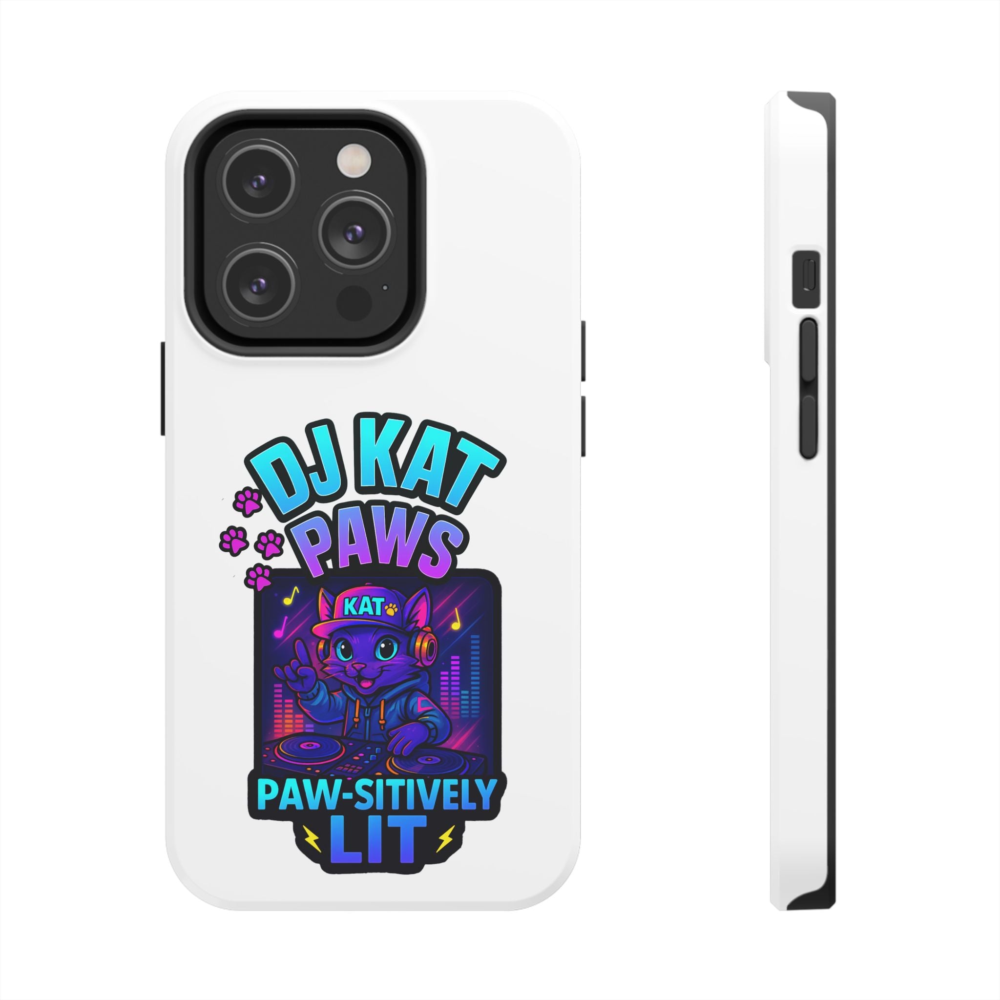 DJ KAT PAWS - Paw-sitively LIT | Tough Phone Cases - Unique Gift for Cat Lovers, Funny Phone Accessory, Music Lover's Case, Pet Owner Present