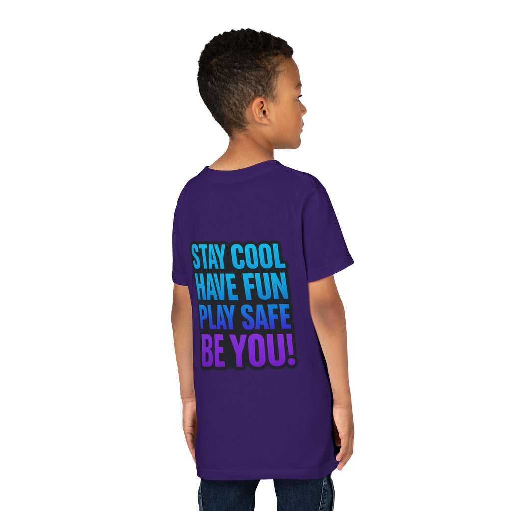 DJ KAT PAWS Paw-sitively Shredding, Skateboarding Youth Tee | Fun Summer Shirt, Motivational Kids T-Shirt, Birthday Gift for Boys & Girls