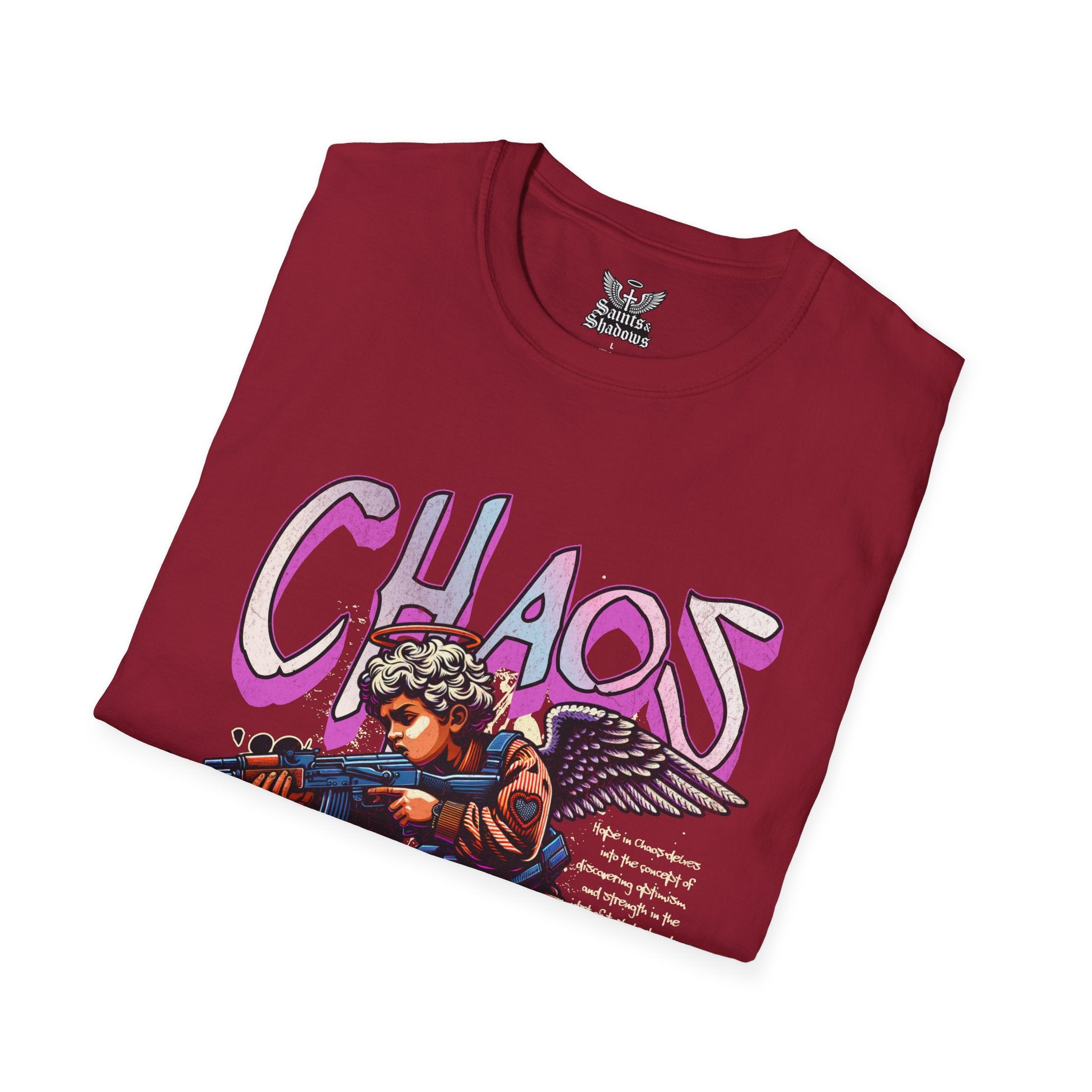 Saints and Shadows - Chaos, Angelic Artwork Unisex Softstyle T-Shirt, Casual Wear