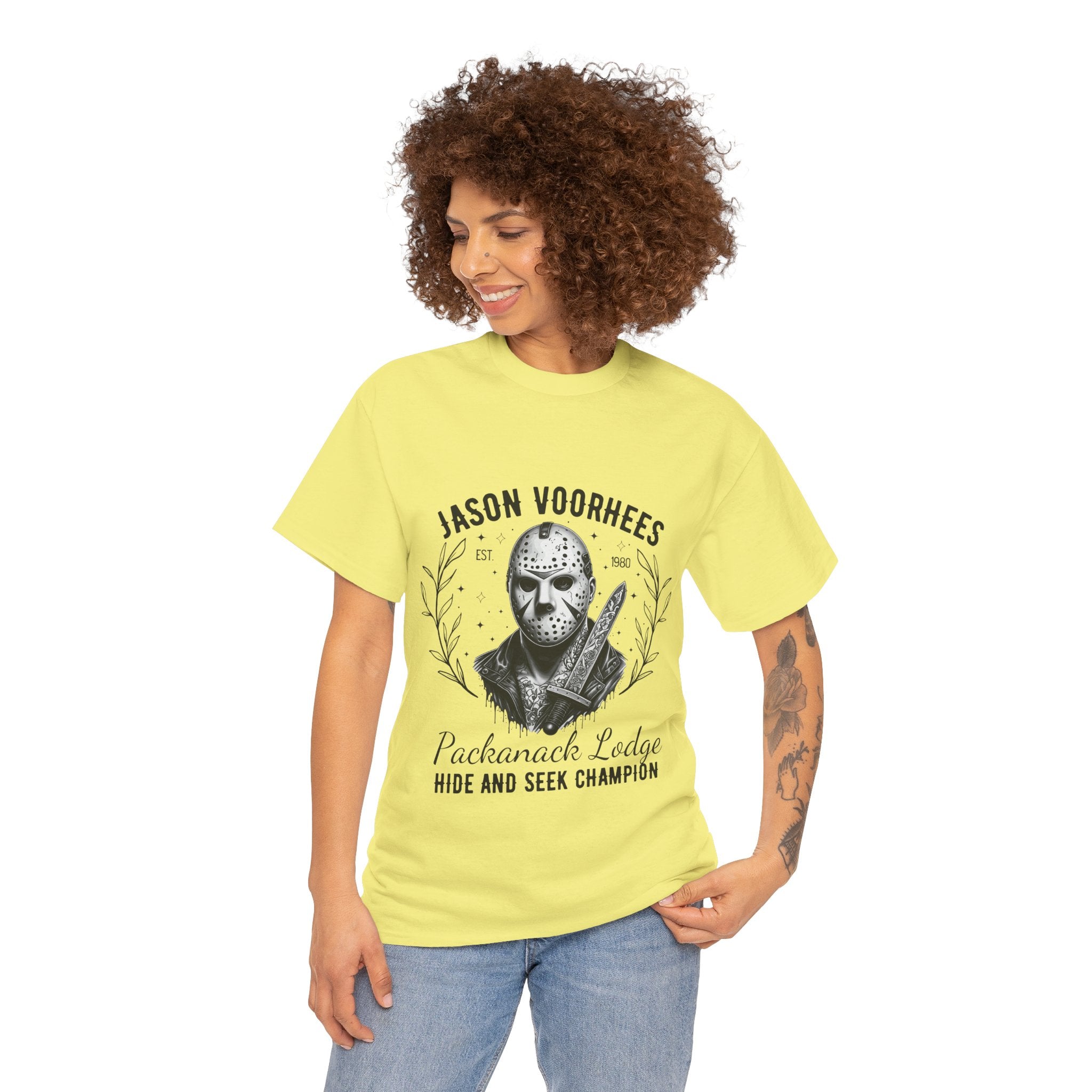 Jason Voorhees 'Hide and Seek Champion'  - Horror Graphic Tee, Unisex Cotton Shirt, Halloween Costume, Horror Movie Gift, Spooky T-Shirt, Horror Fan Apparel