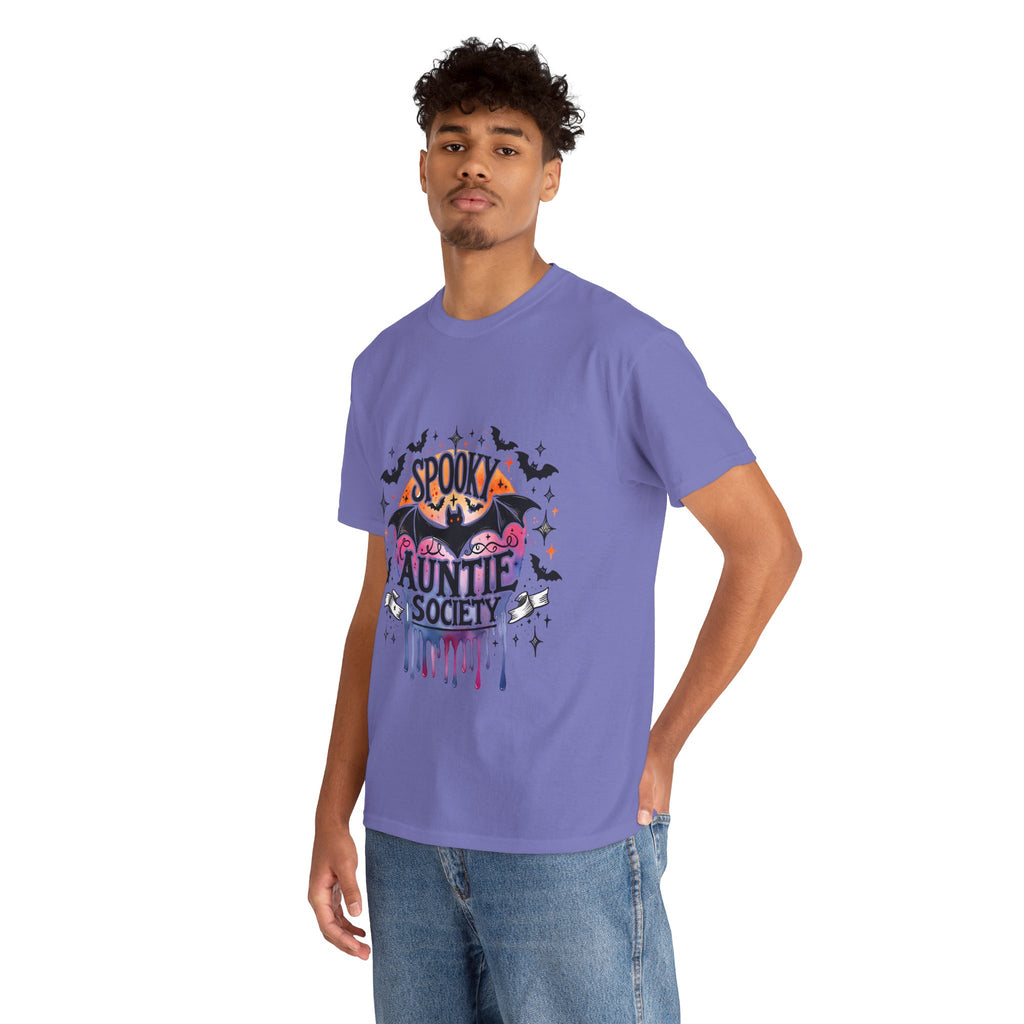 Spooky Auntie Society Tee, Ghost Lovers T-Shirt, Halloween Costume Shirt, Unisex Graphic Tee, Fun Family Gathering Apparel