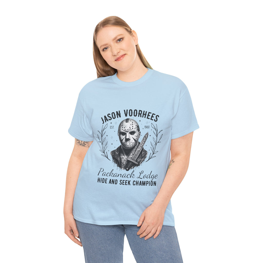 Jason Voorhees 'Hide and Seek Champion'  - Horror Graphic Tee, Unisex Cotton Shirt, Halloween Costume, Horror Movie Gift, Spooky T-Shirt, Horror Fan Apparel