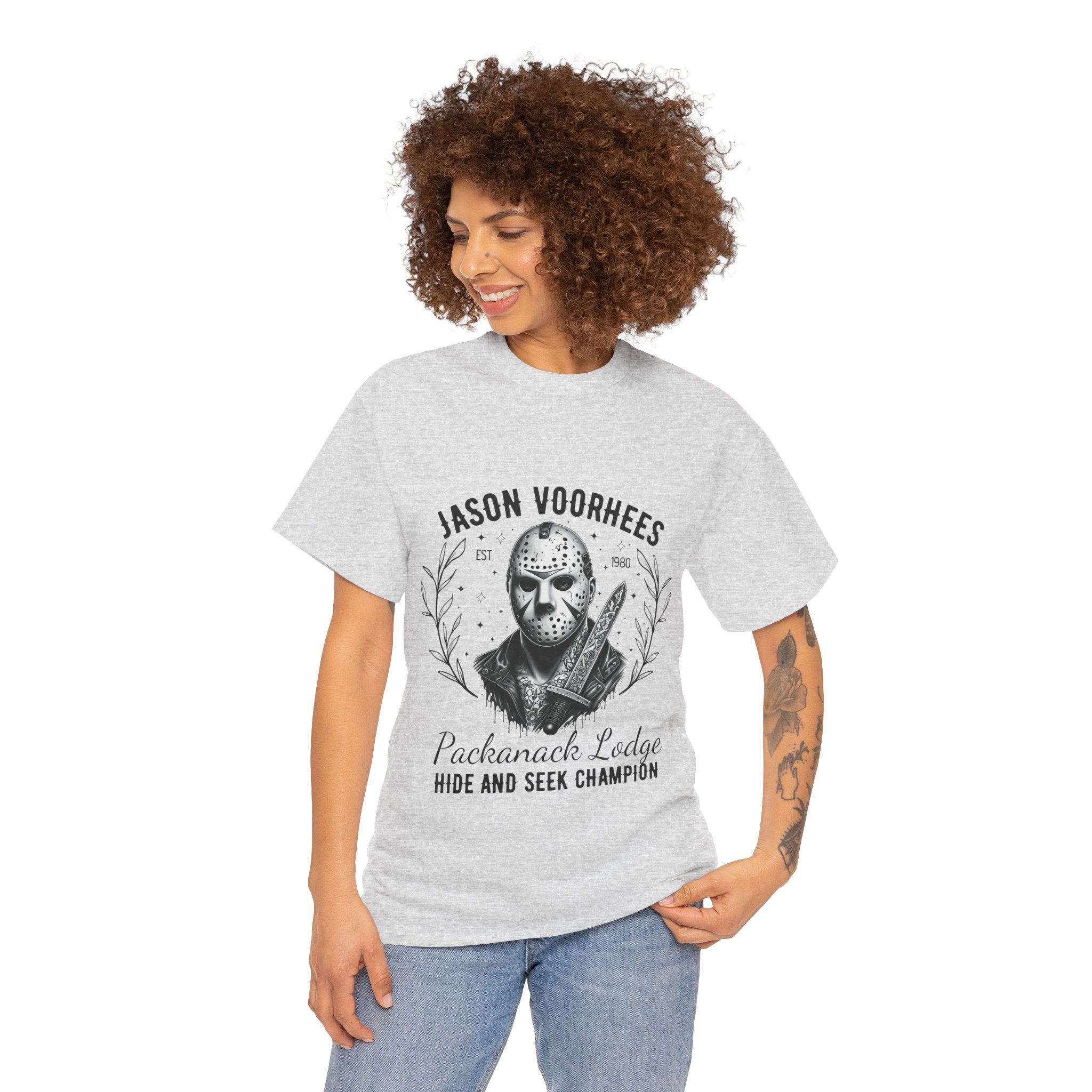 Jason Voorhees 'Hide and Seek Champion'  - Horror Graphic Tee, Unisex Cotton Shirt, Halloween Costume, Horror Movie Gift, Spooky T-Shirt, Horror Fan Apparel