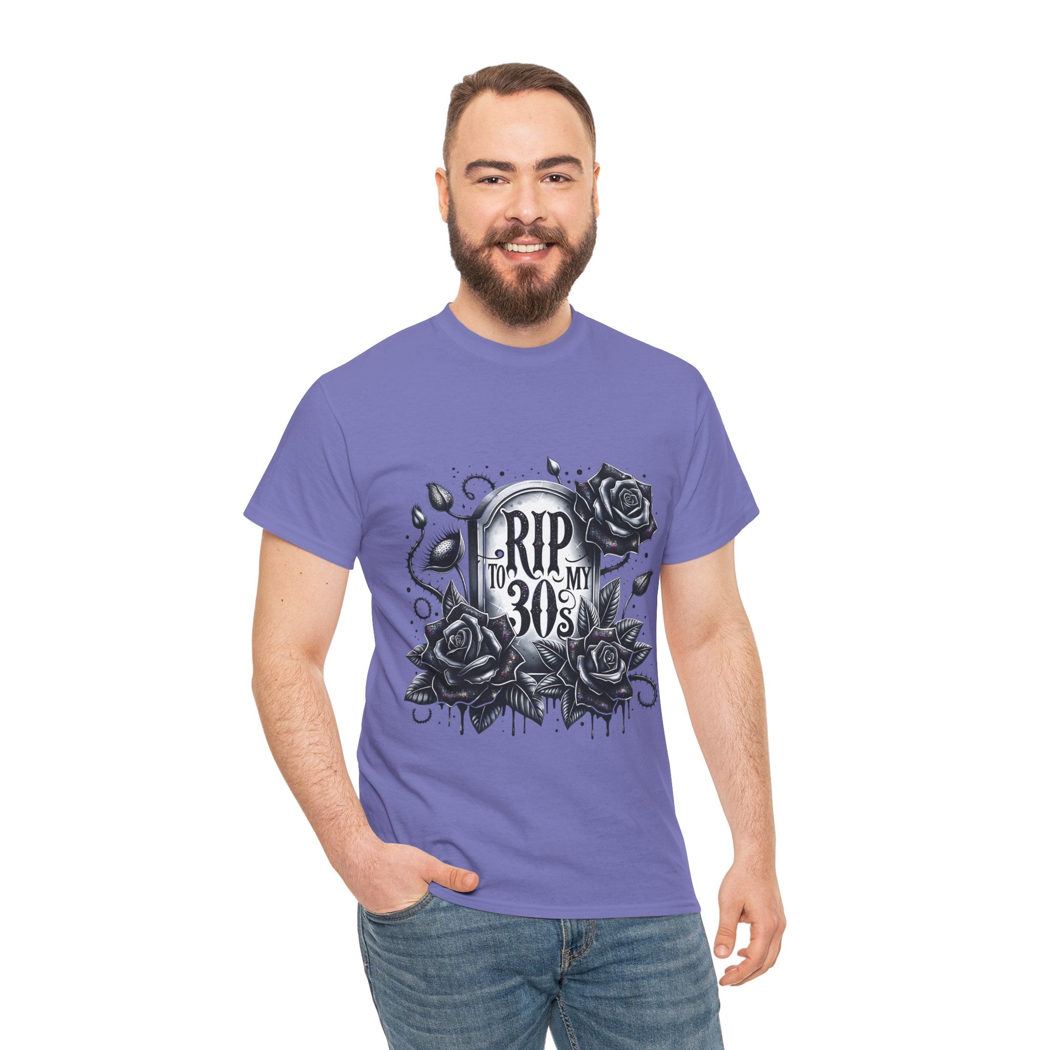 RIP to My 30s, Heavy, Unisex Graphic Shirt, Birthday Gift, Casual Wear, Vintage Style, Floral Design T-shirt