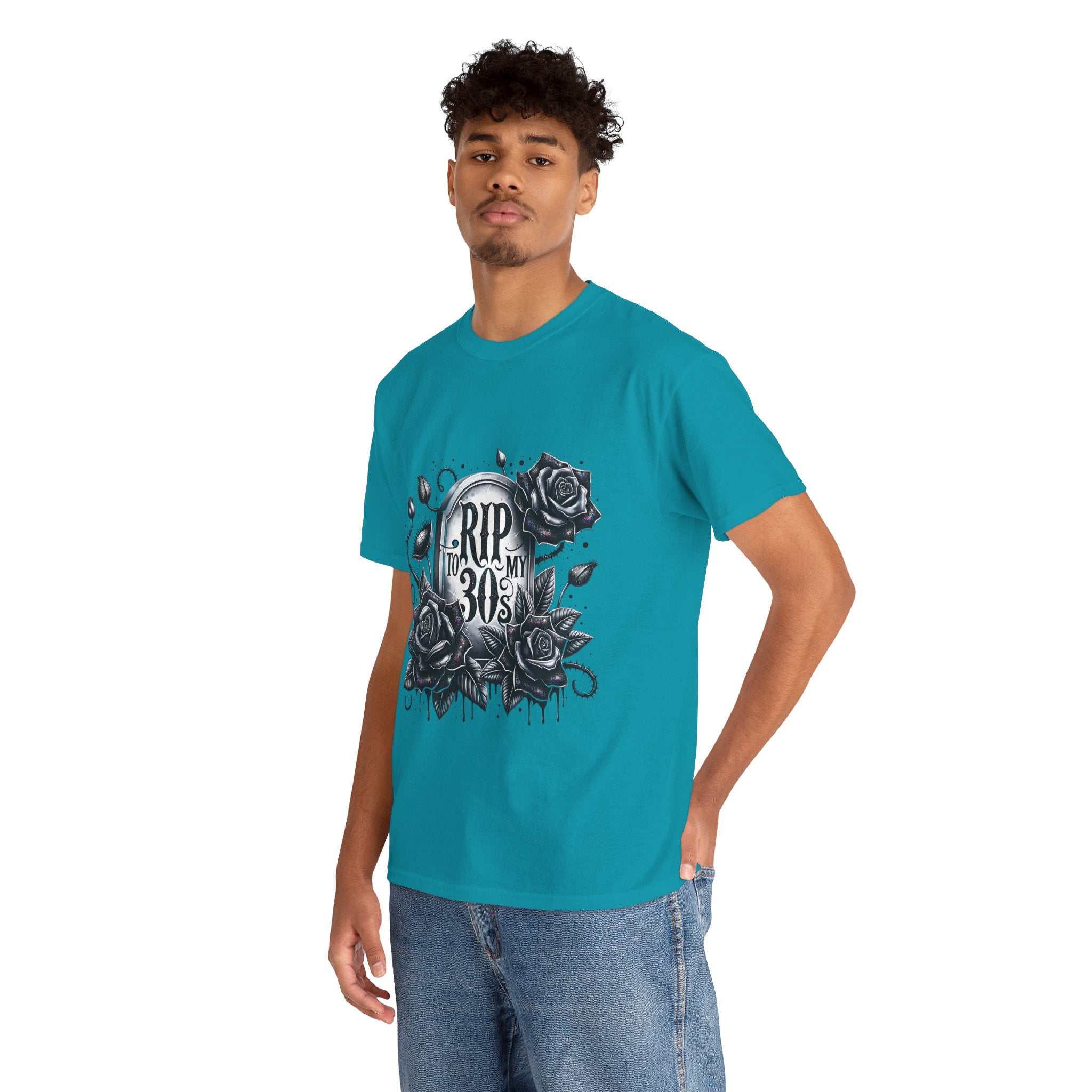 RIP to My 30s, Heavy, Unisex Graphic Shirt, Birthday Gift, Casual Wear, Vintage Style, Floral Design T-shirt