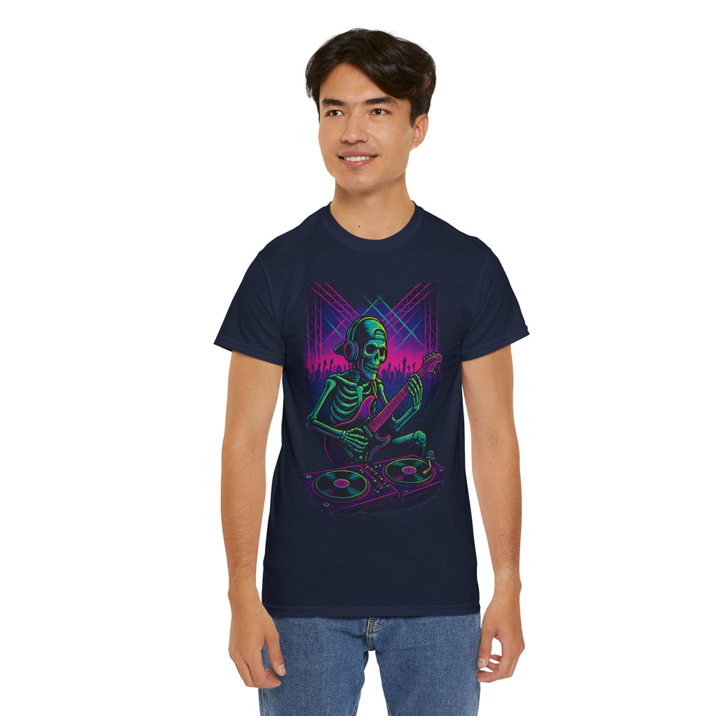 Bone Jams Rockin’ Skeleton, Tee | Loud Enough to Wake the Dead | Unisex Cotton Shirt for Music Lovers, Concerts, Halloween, Gifts