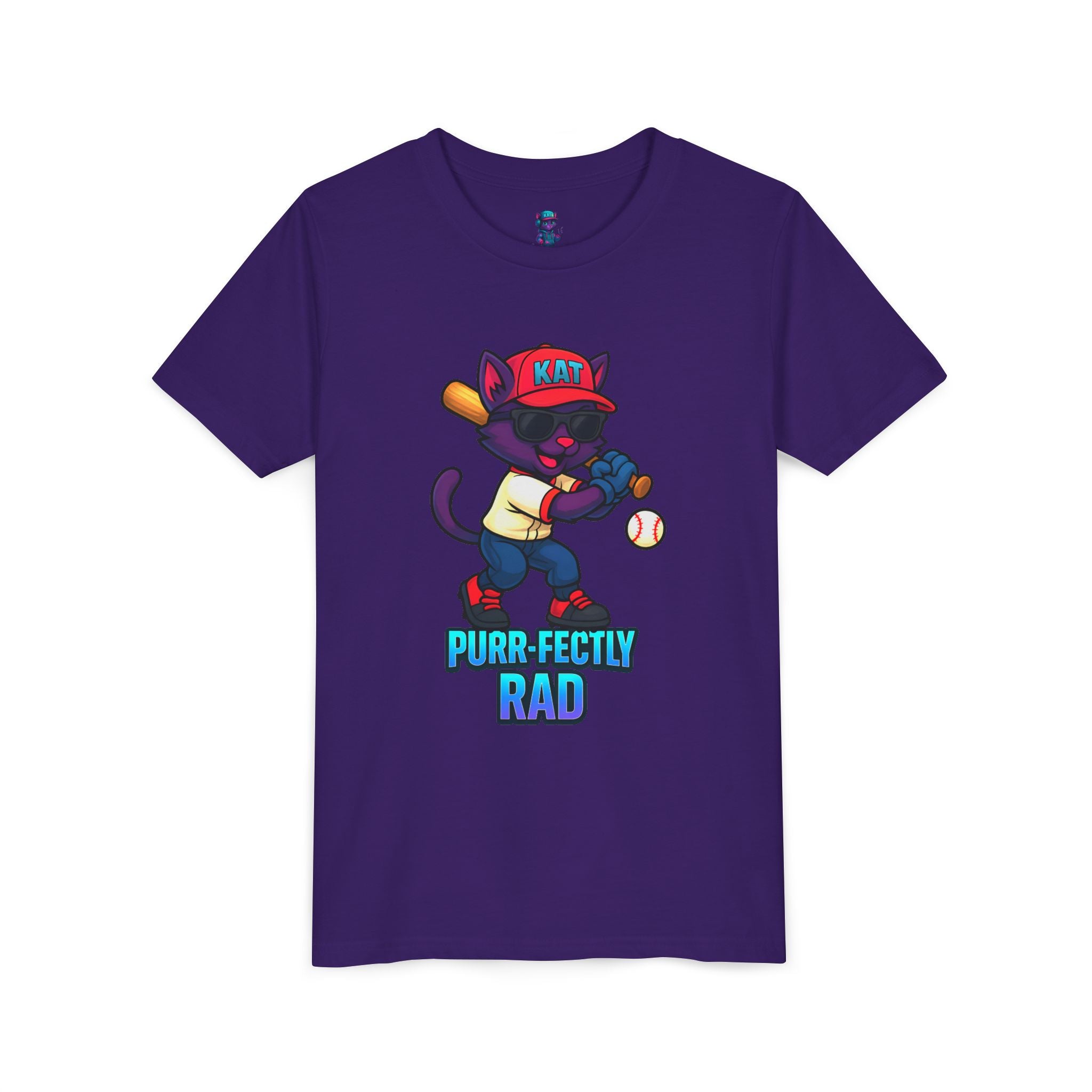 DJ KAT PAWS – Purr-fectly Rad Baseball Youth Tee | Fun Kids Graphic Shirt, Cool Cat Design, Perfect for Birthdays, Playdates & Sports Events