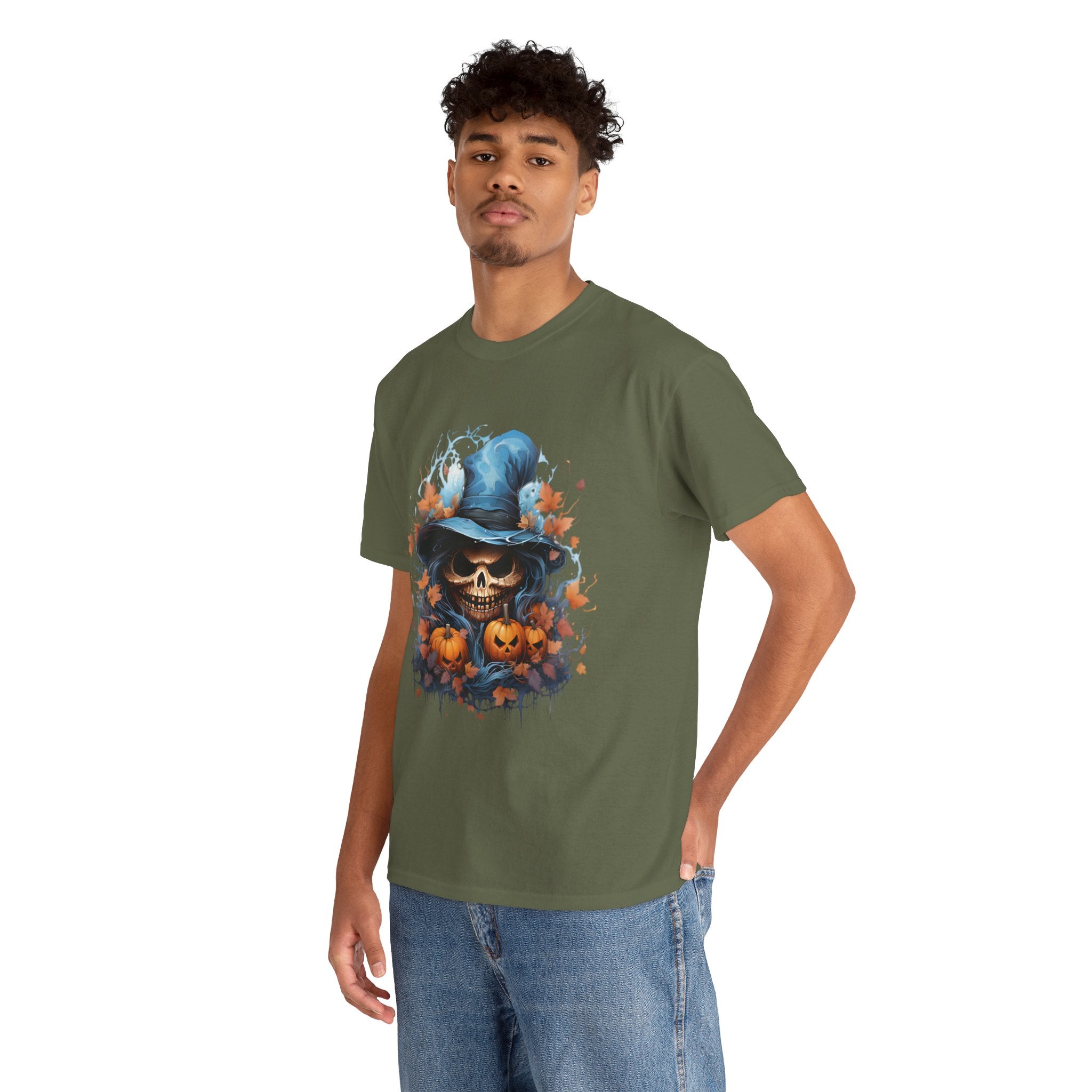 Skull Witch Unhappy Halloween Tee - Halloween Shirt, Spooky Tee, Pumpkin Shirt, Fall Apparel, Costume Top
