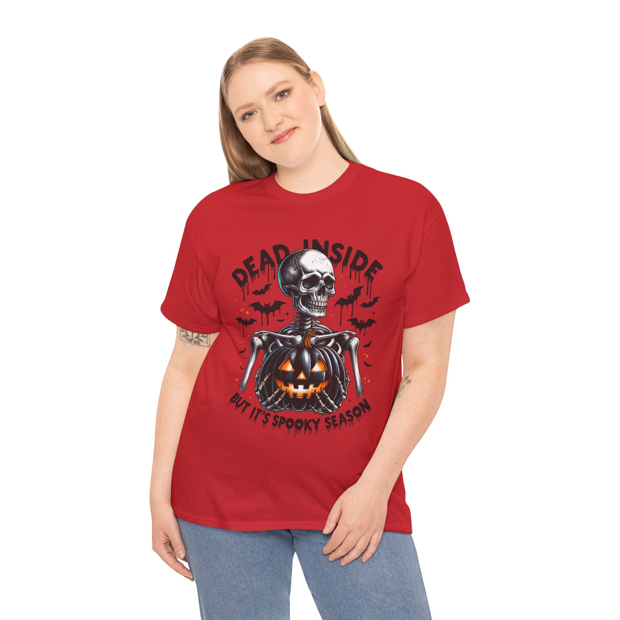 Dead Inside, Spooky Season Tee, Unisex Heavy Cotton T-Shirt, Halloween Shirt, Fun Casual Wear, Graphic Tee, Gift for Halloween Lovers