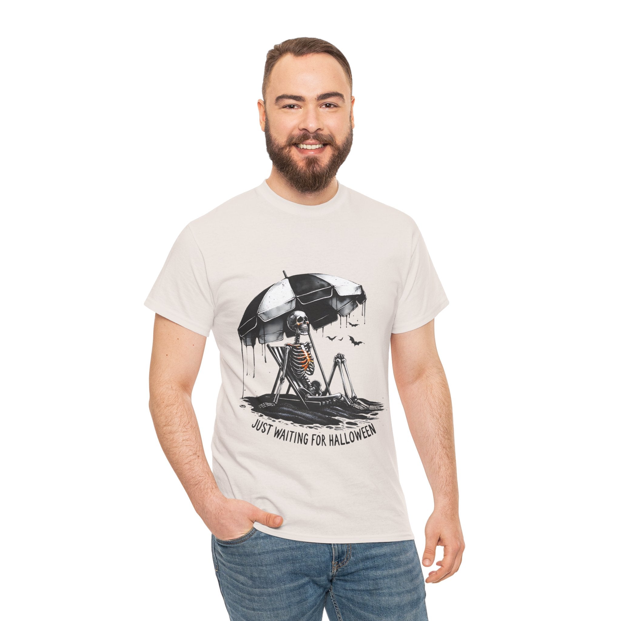 Just Waiting for Halloween, Heavy, Unisex Graphic Shirt, Birthday Gift, Casual Wear, Vintage Style, Floral Design T-shirt