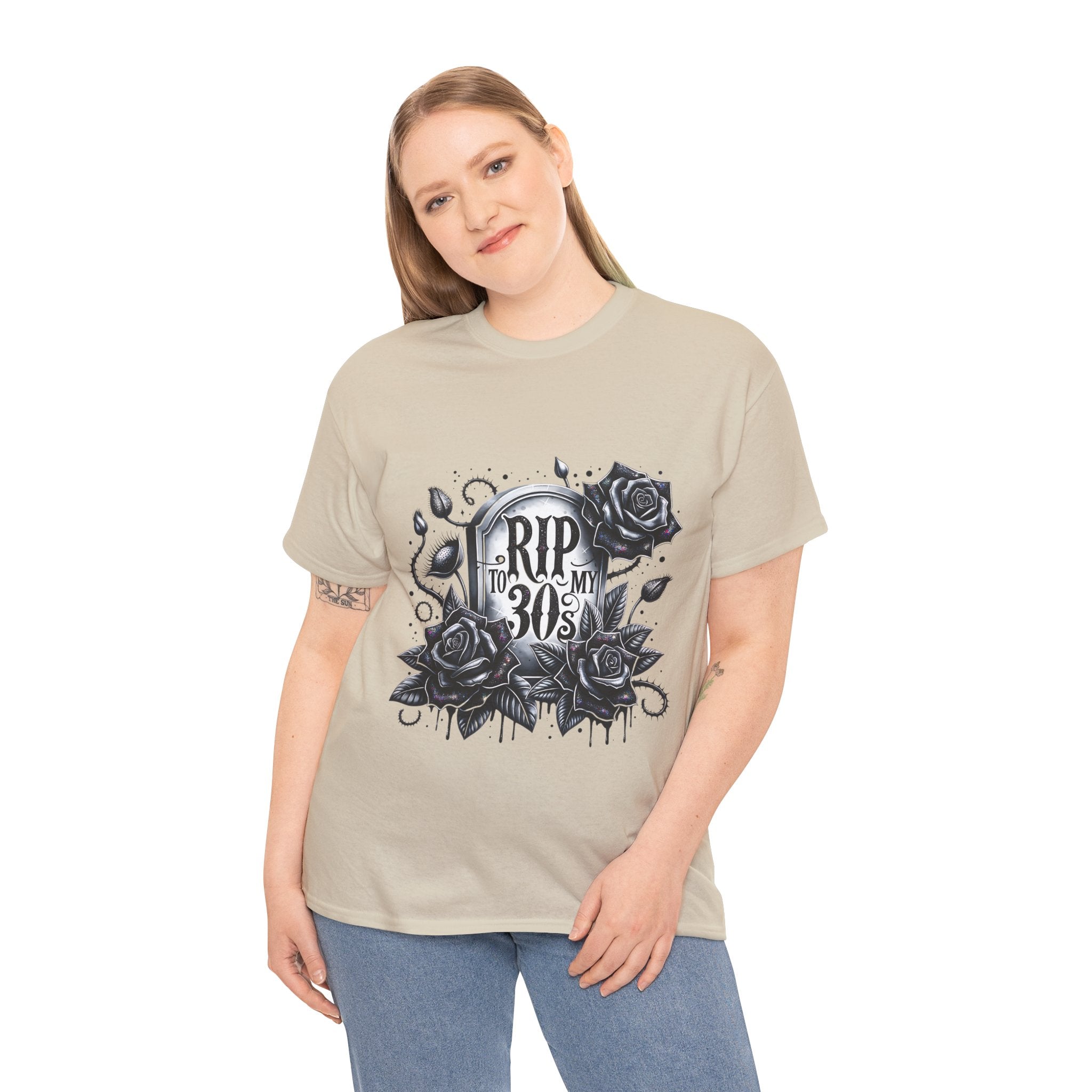 RIP to My 30s, Heavy, Unisex Graphic Shirt, Birthday Gift, Casual Wear, Vintage Style, Floral Design T-shirt