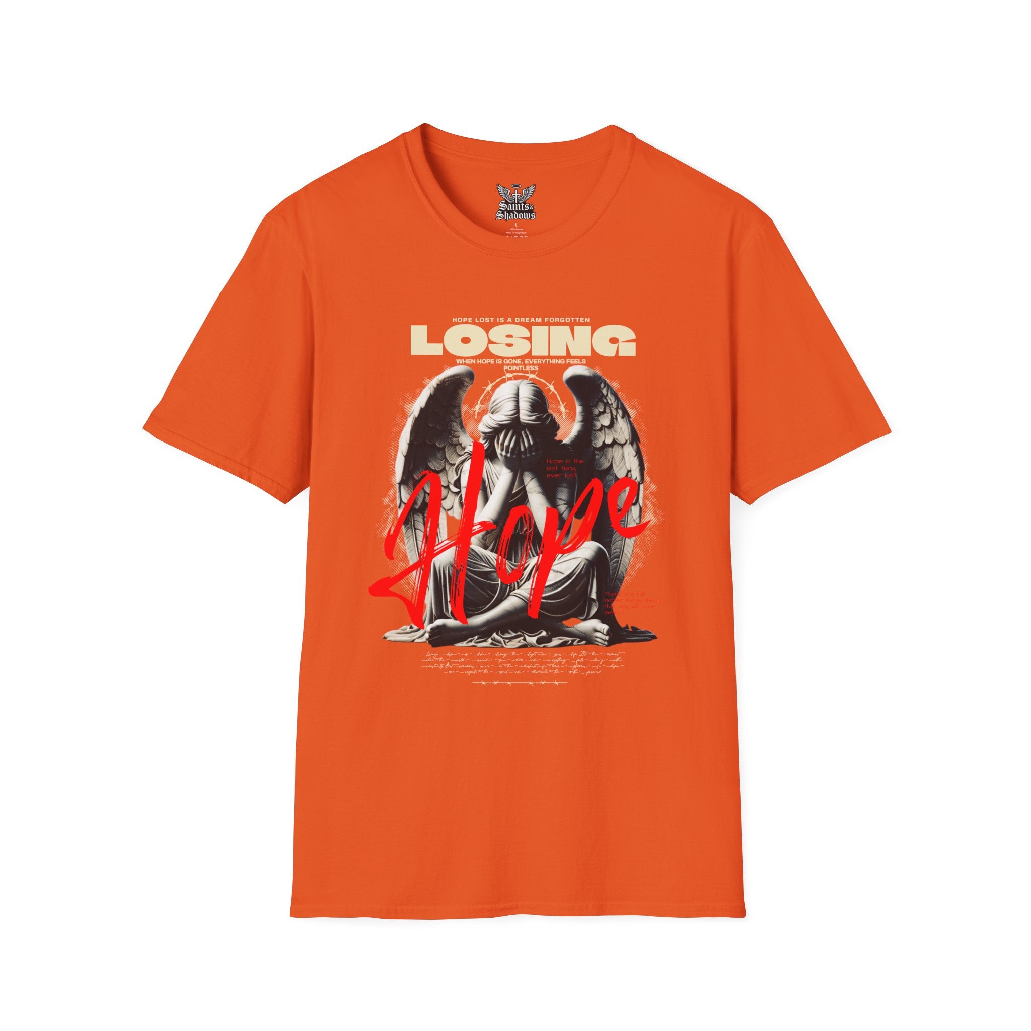 Saints and Shadows - Losing Hope, Angelic Artwork Unisex Softstyle T-Shirt, Casual Wear