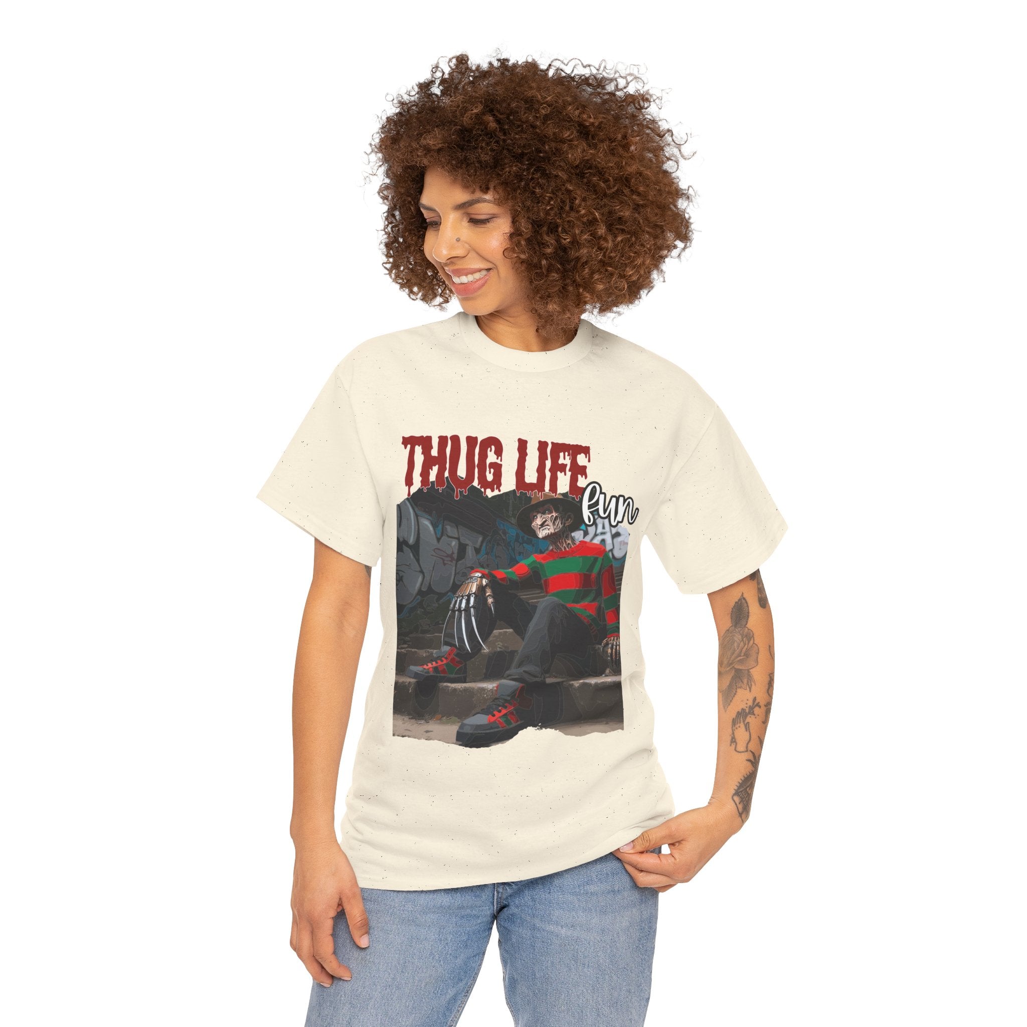 Freddie Kruger, Thug Life Tee - Horror Graphic Tee, Unisex Cotton Shirt, Halloween Costume, Horror Movie Gift