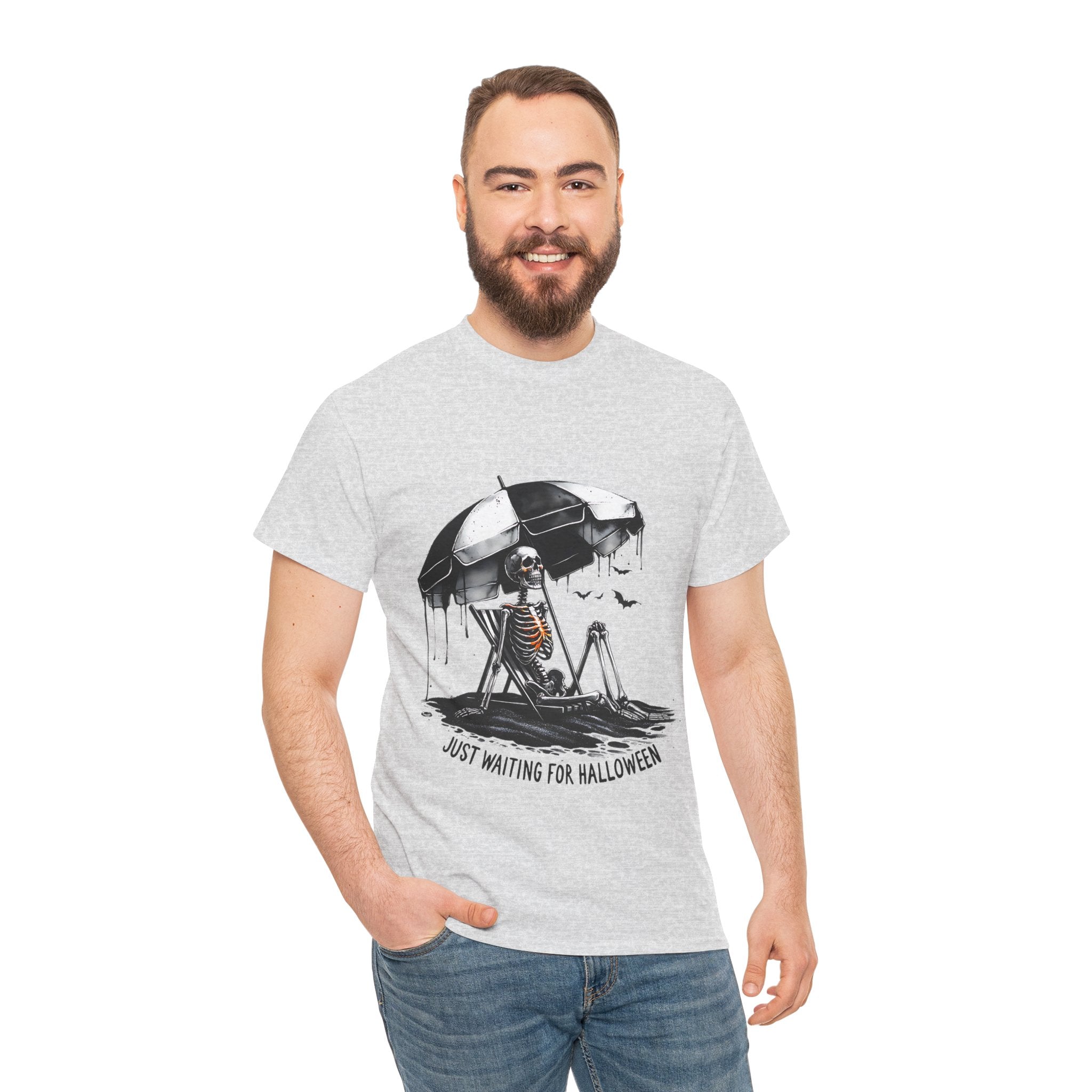 Just Waiting for Halloween, Heavy, Unisex Graphic Shirt, Birthday Gift, Casual Wear, Vintage Style, Floral Design T-shirt