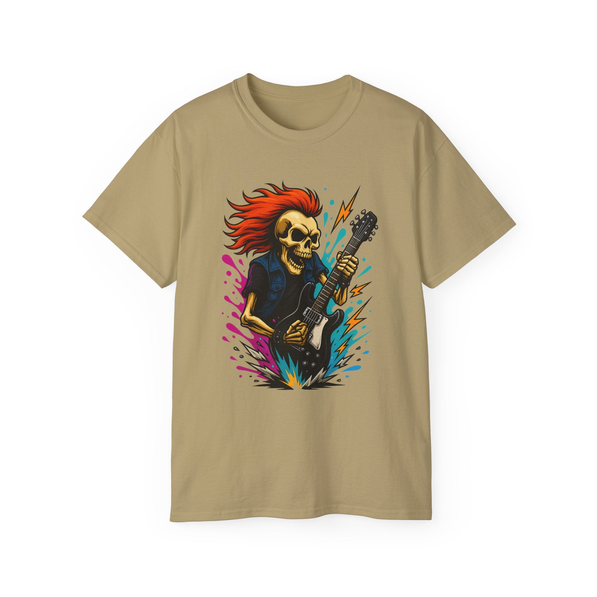 Rockin' Skull T-Shirt - Perfect for Music Lovers, Festival Gear, Halloween, Gift for Musicians, Vintage Band Tee, Casual Wear