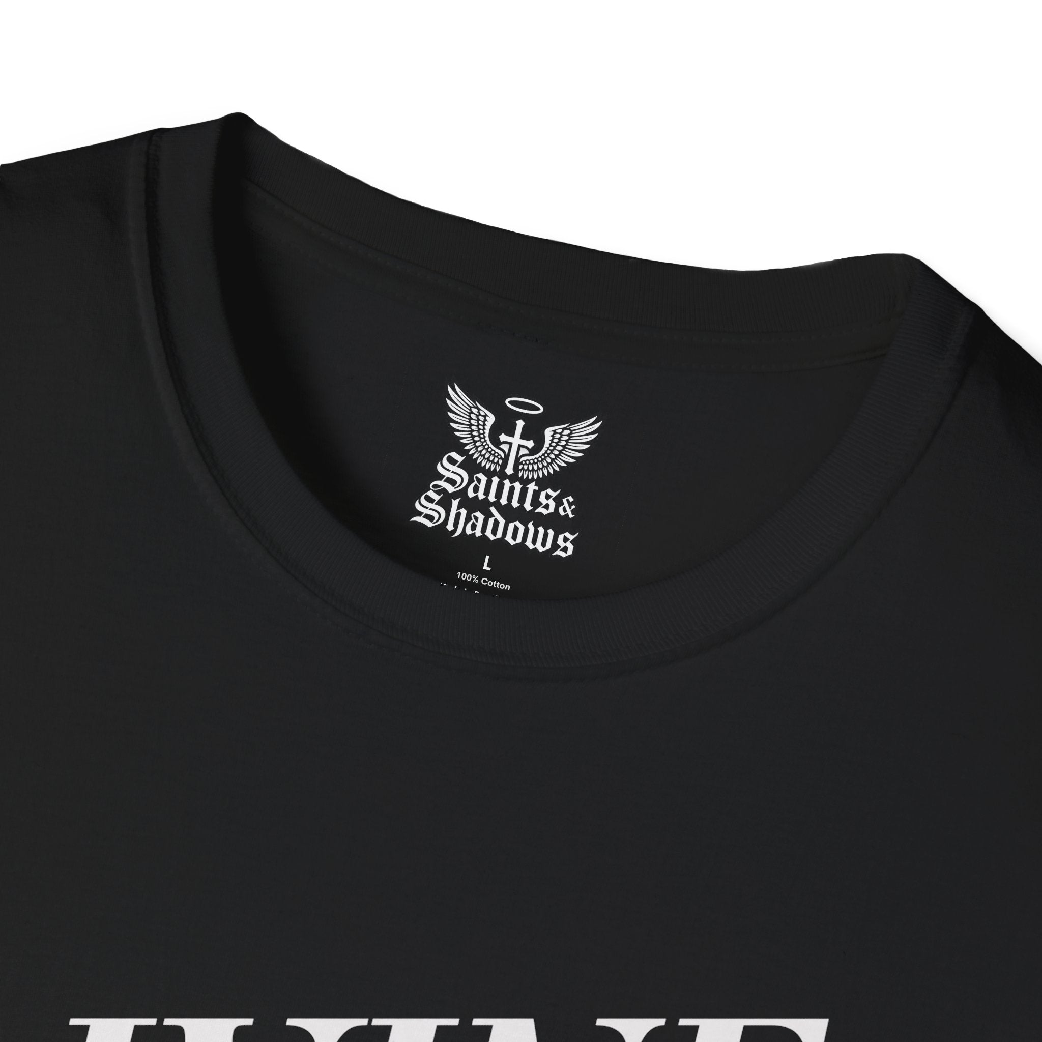 Saints and Shadows - Divine, Angelic Artwork Unisex Softstyle T-Shirt, Casual Wear