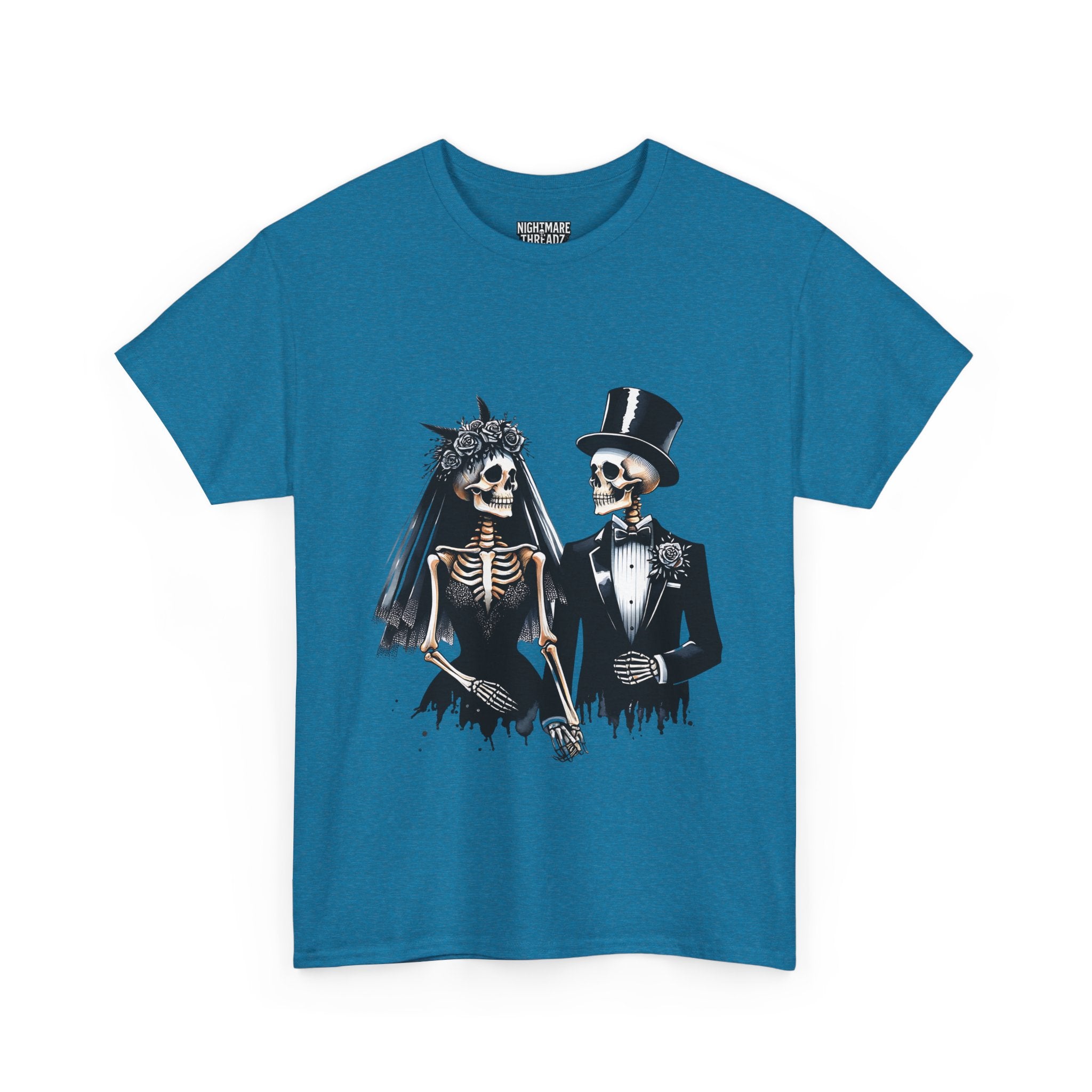 Skeleton Bride and Groom Wedding Tee - Horror Graphic Tee, Unisex Cotton Shirt, Halloween Costume, Horror Movie Gift, Spooky T-Shirt, Horror Fan Apparel