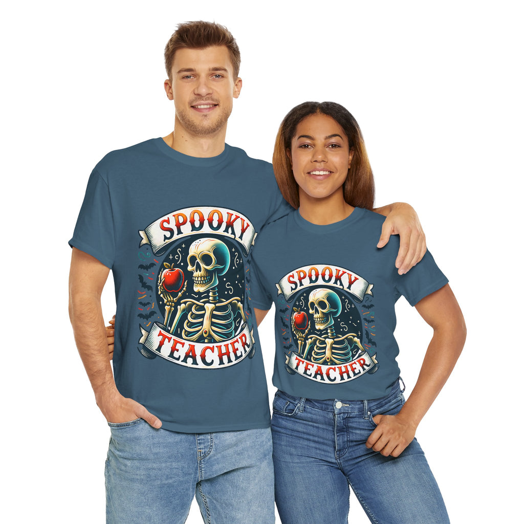 Spooky Teacher Tee, Halloween Shirt, Unisex Cotton T-Shirt, Funny Teacher Gift, Skeleton Design, Fall Apparel