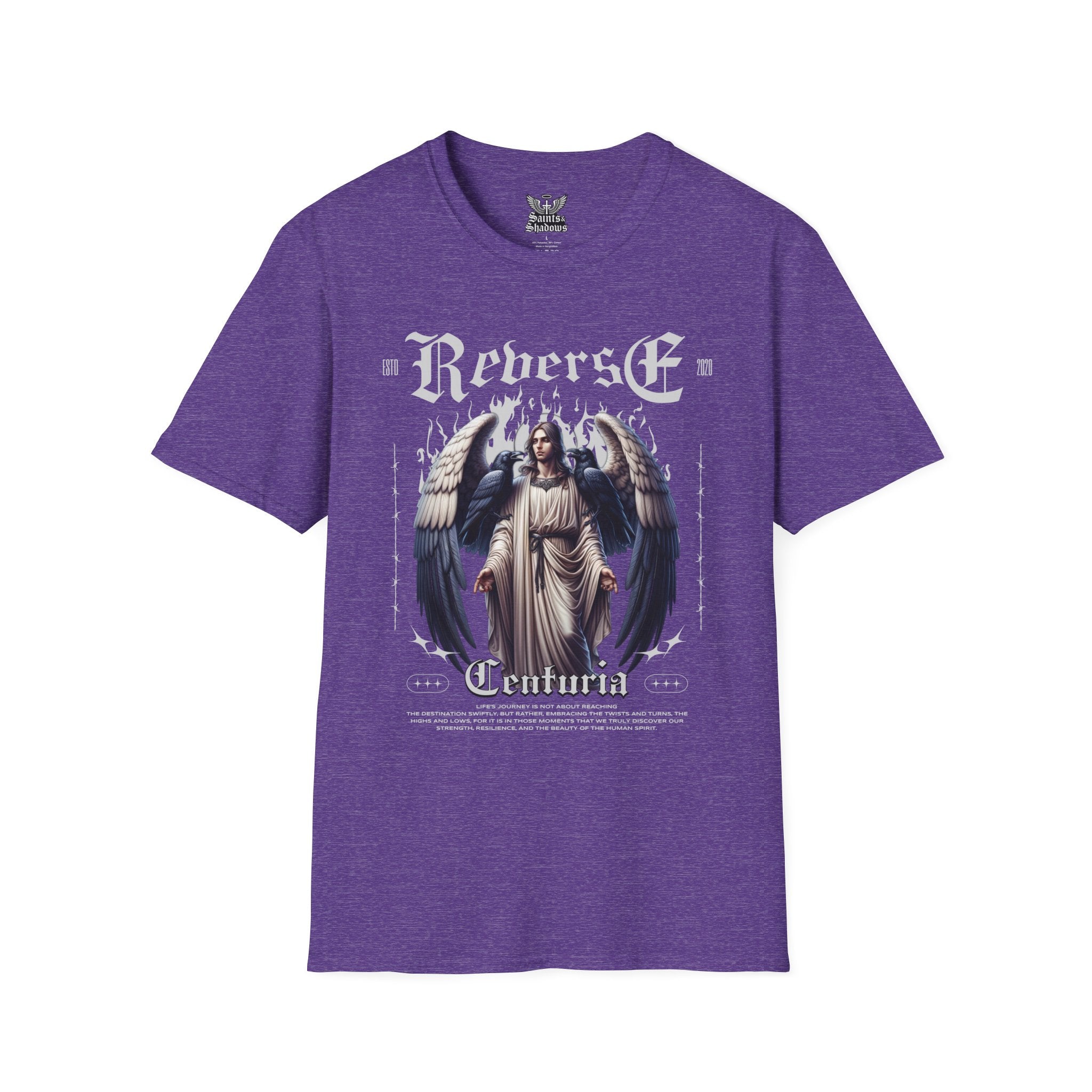 Saints and Shadows - Reverse Centuria, Angelic Artwork Unisex Softstyle T-Shirt, Casual Wear