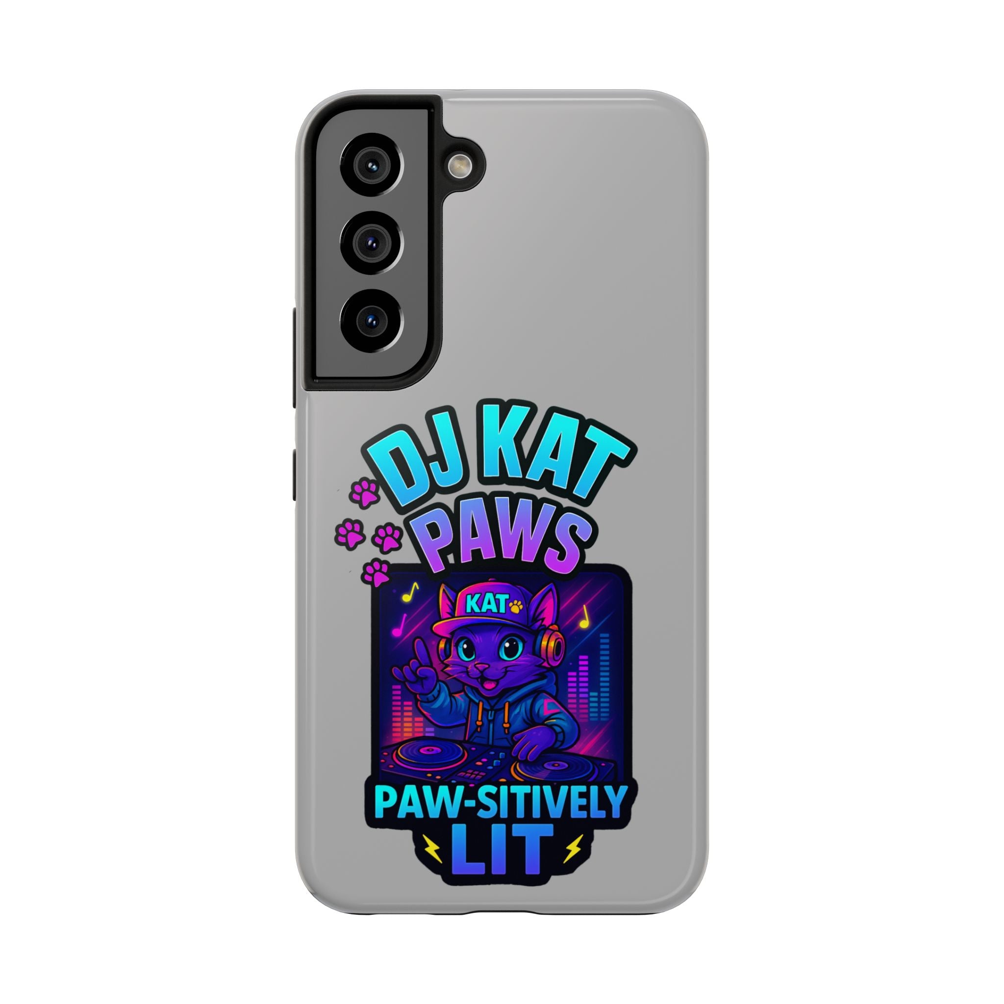DJ KAT PAWS - Paw-sitively LIT | Tough Phone Cases - Unique Gift for Cat Lovers, Funny Phone Accessory, Music Lover's Case, Pet Owner Present