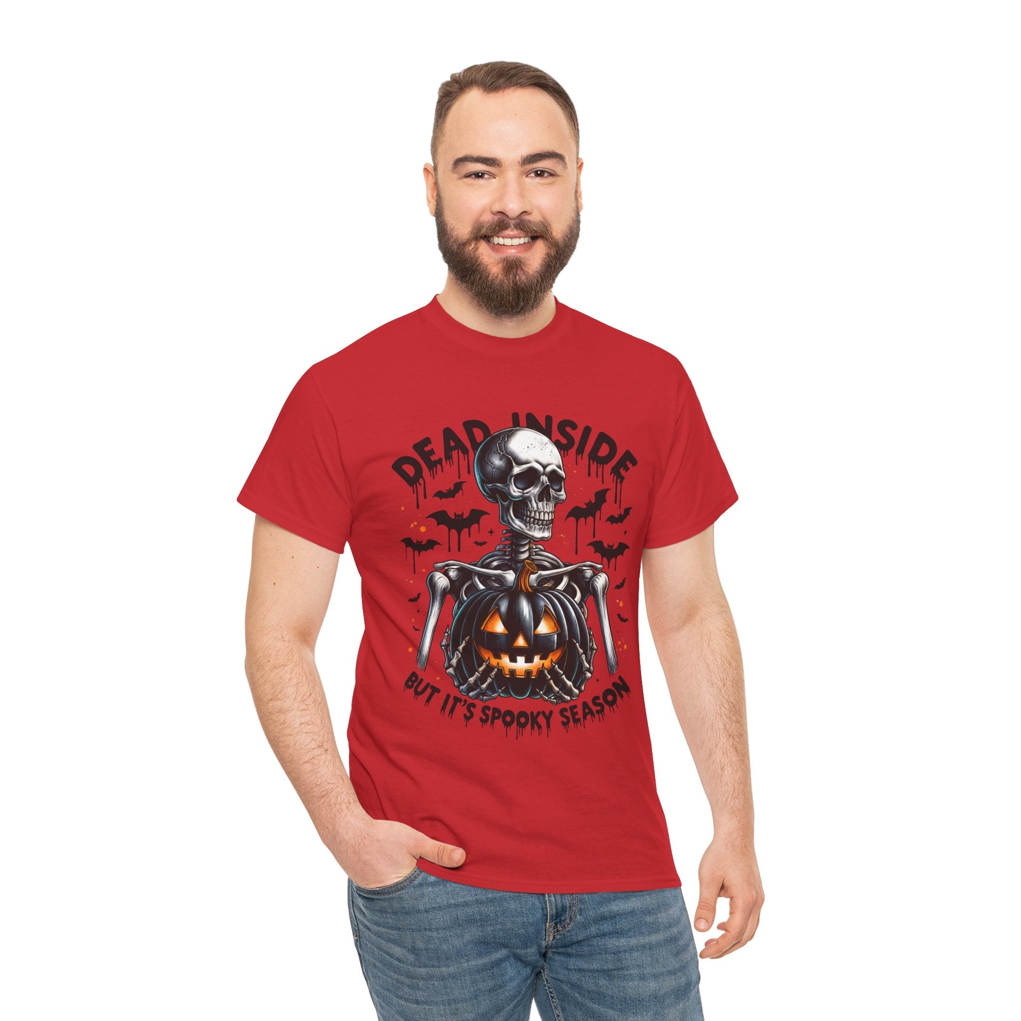 Dead Inside, Spooky Season Tee, Unisex Heavy Cotton T-Shirt, Halloween Shirt, Fun Casual Wear, Graphic Tee, Gift for Halloween Lovers