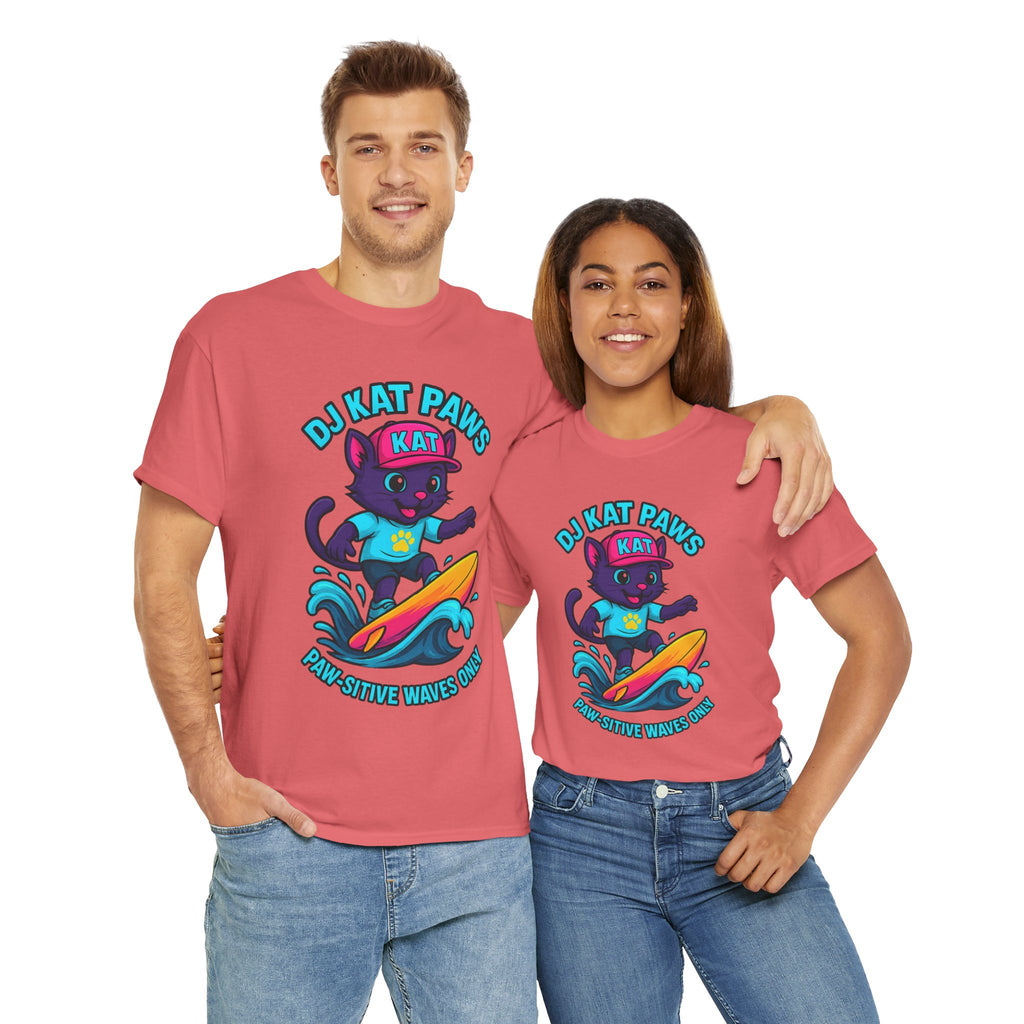 DJ KAT PAWS Paw-sitive Waves Only Surfing Tee