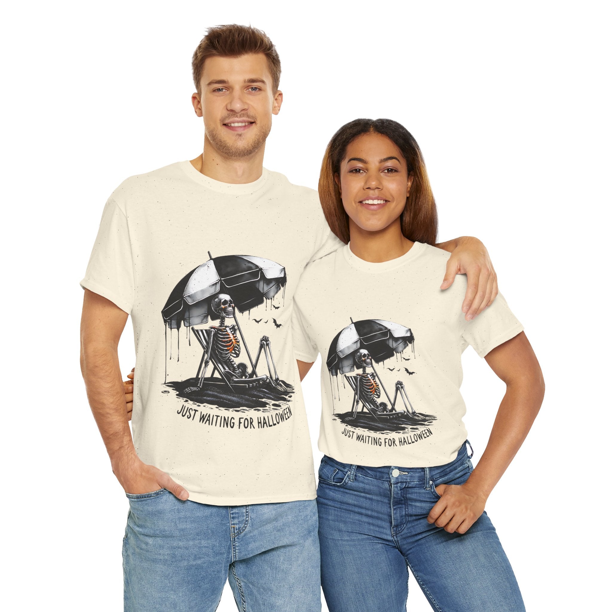 Just Waiting for Halloween, Heavy, Unisex Graphic Shirt, Birthday Gift, Casual Wear, Vintage Style, Floral Design T-shirt
