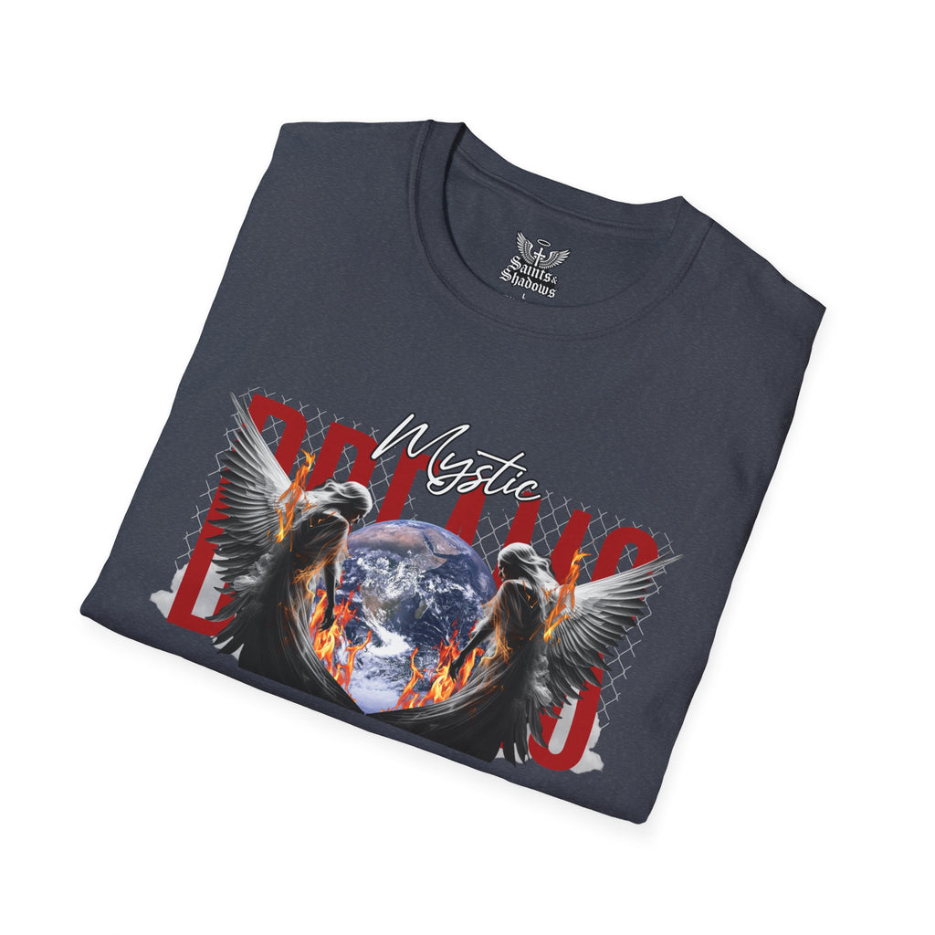 Saints and Shadows - Mystic Wings, Angelic Artwork Unisex Softstyle T-Shirt, Casual Wear