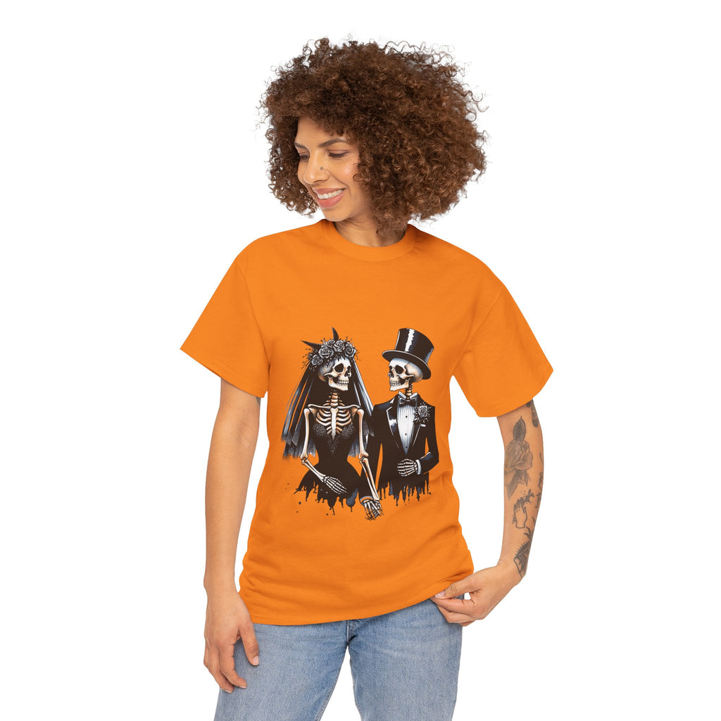 Skeleton Bride and Groom Wedding Tee - Horror Graphic Tee, Unisex Cotton Shirt, Halloween Costume, Horror Movie Gift, Spooky T-Shirt, Horror Fan Apparel