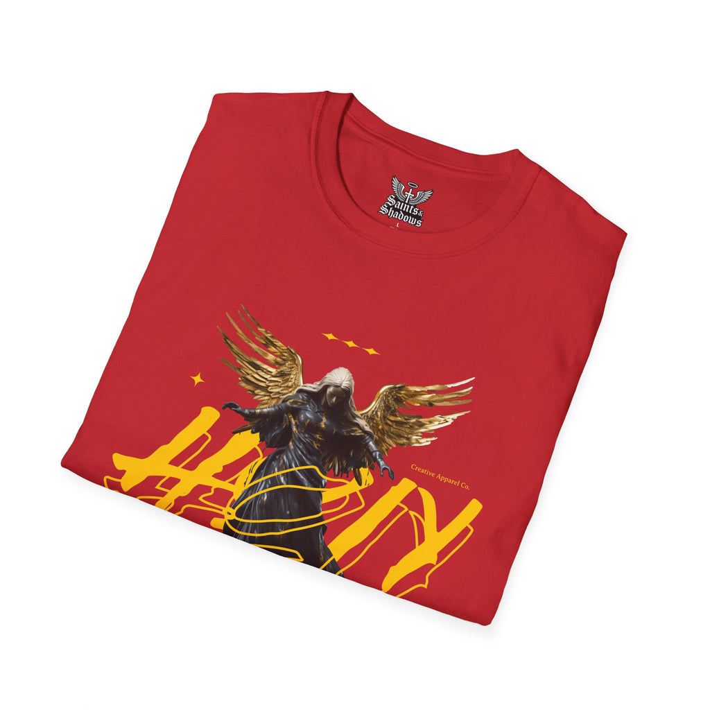 Saints and Shadows - Holy Wings, Angelic Artwork Unisex Softstyle T-Shirt, Casual Wear