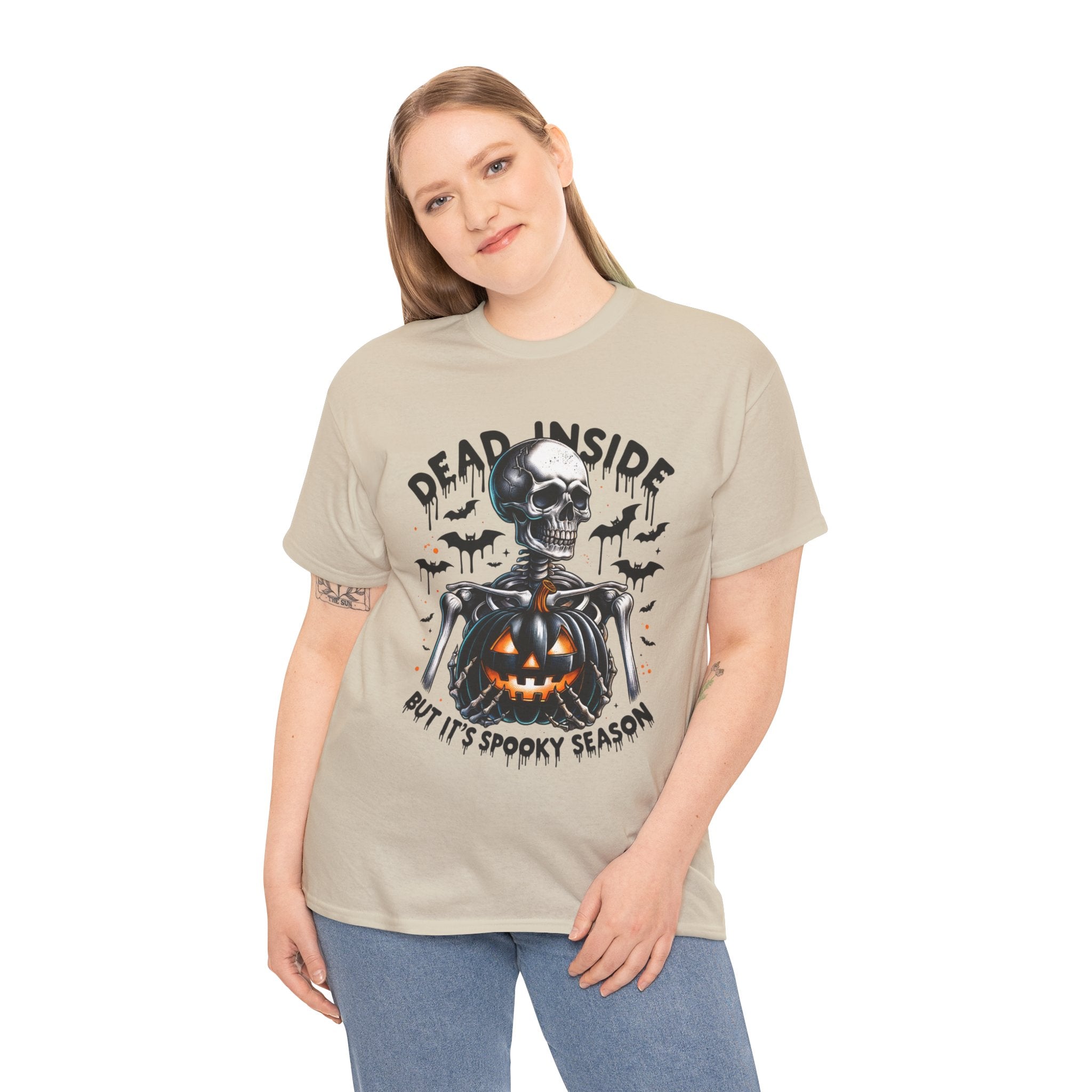 Dead Inside, Spooky Season Tee, Unisex Heavy Cotton T-Shirt, Halloween Shirt, Fun Casual Wear, Graphic Tee, Gift for Halloween Lovers