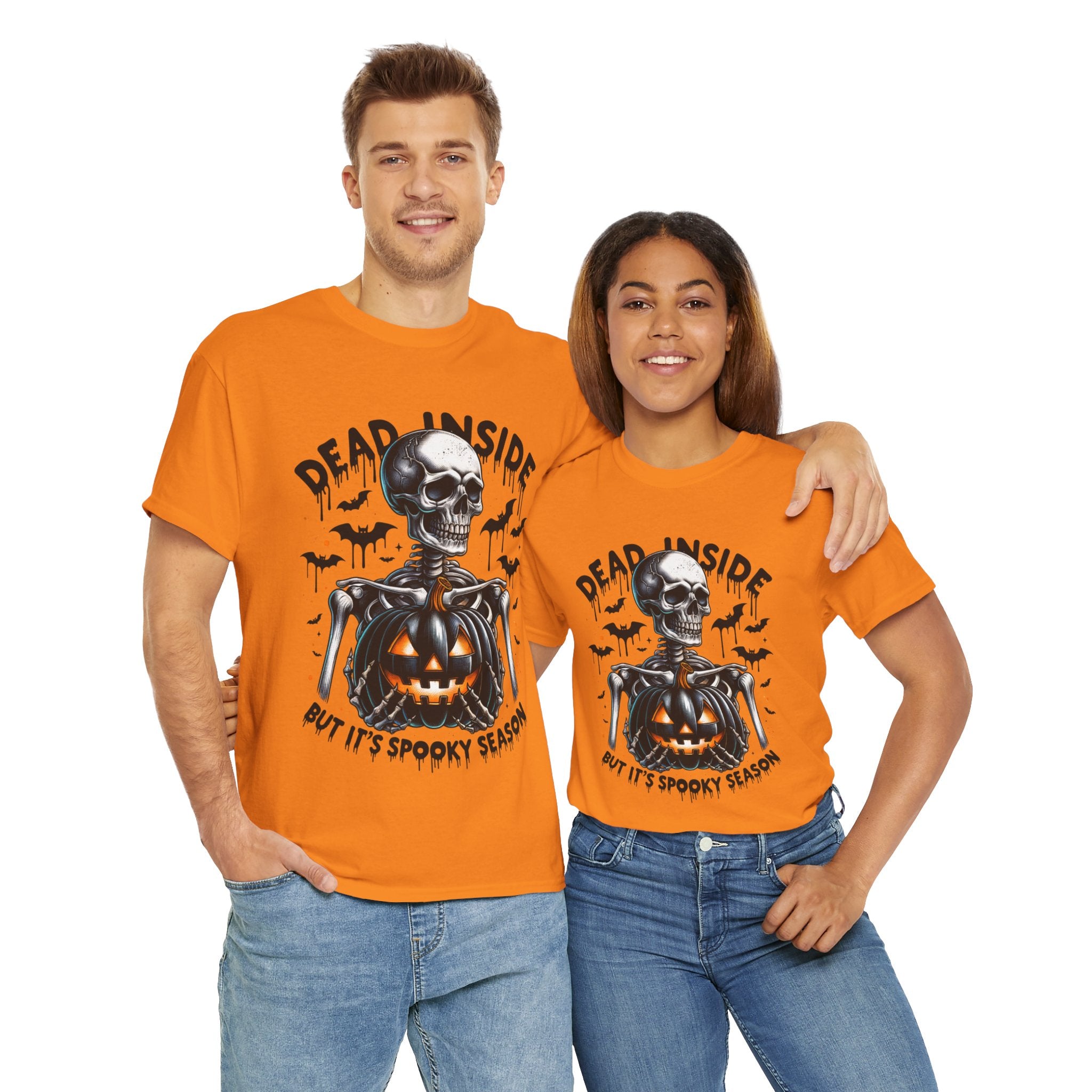 Dead Inside, Spooky Season Tee, Unisex Heavy Cotton T-Shirt, Halloween Shirt, Fun Casual Wear, Graphic Tee, Gift for Halloween Lovers