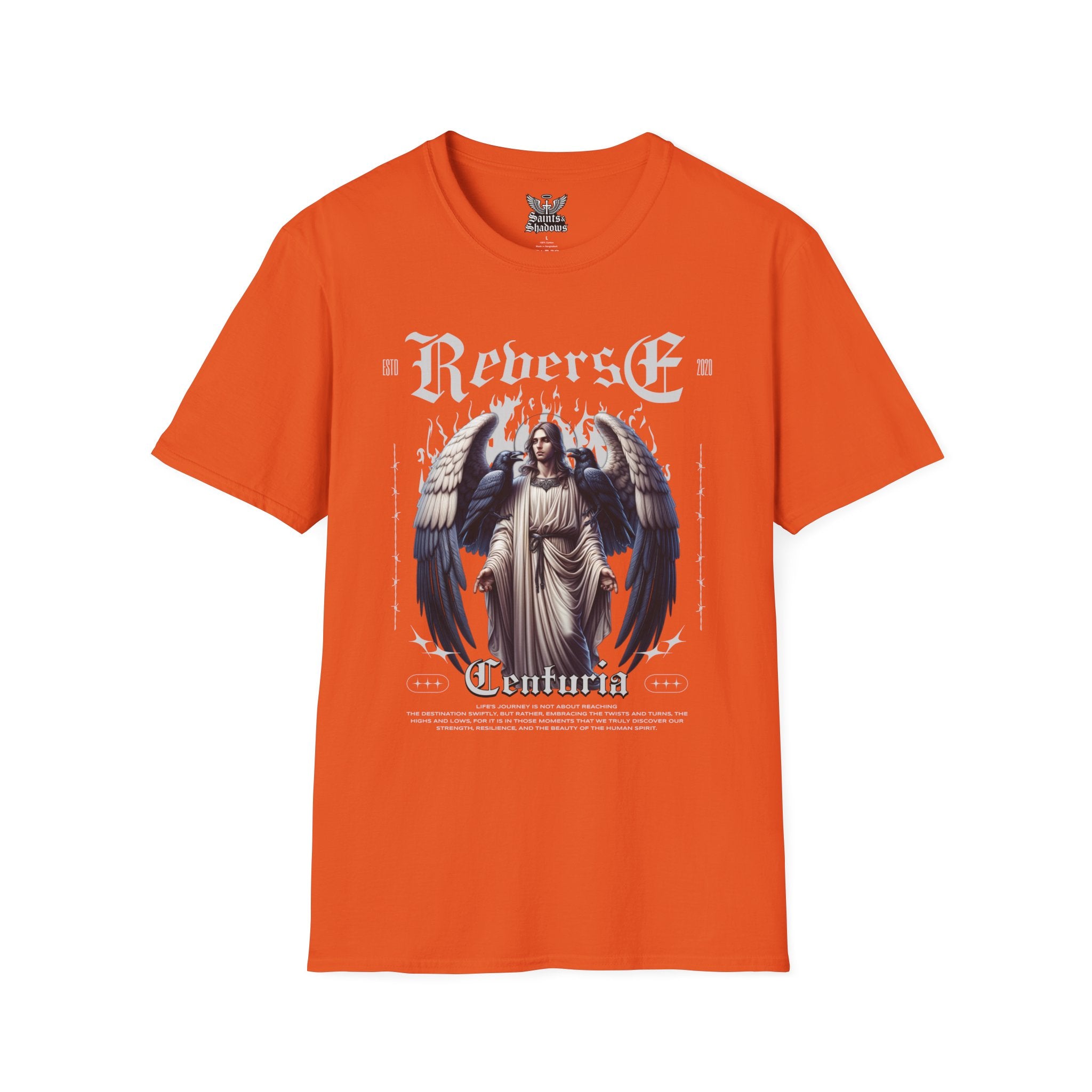 Saints and Shadows - Reverse Centuria, Angelic Artwork Unisex Softstyle T-Shirt, Casual Wear