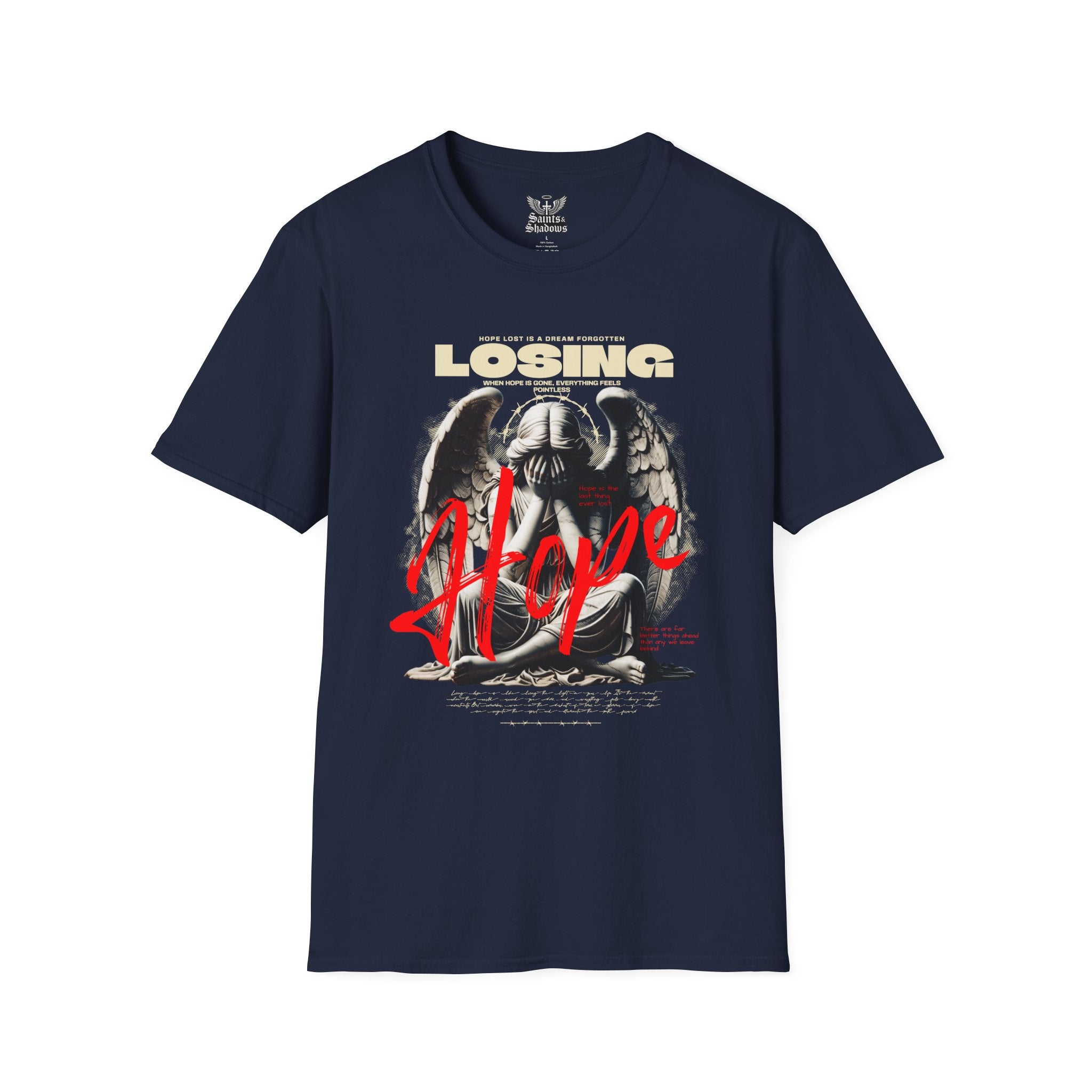 Saints and Shadows - Losing Hope, Angelic Artwork Unisex Softstyle T-Shirt, Casual Wear