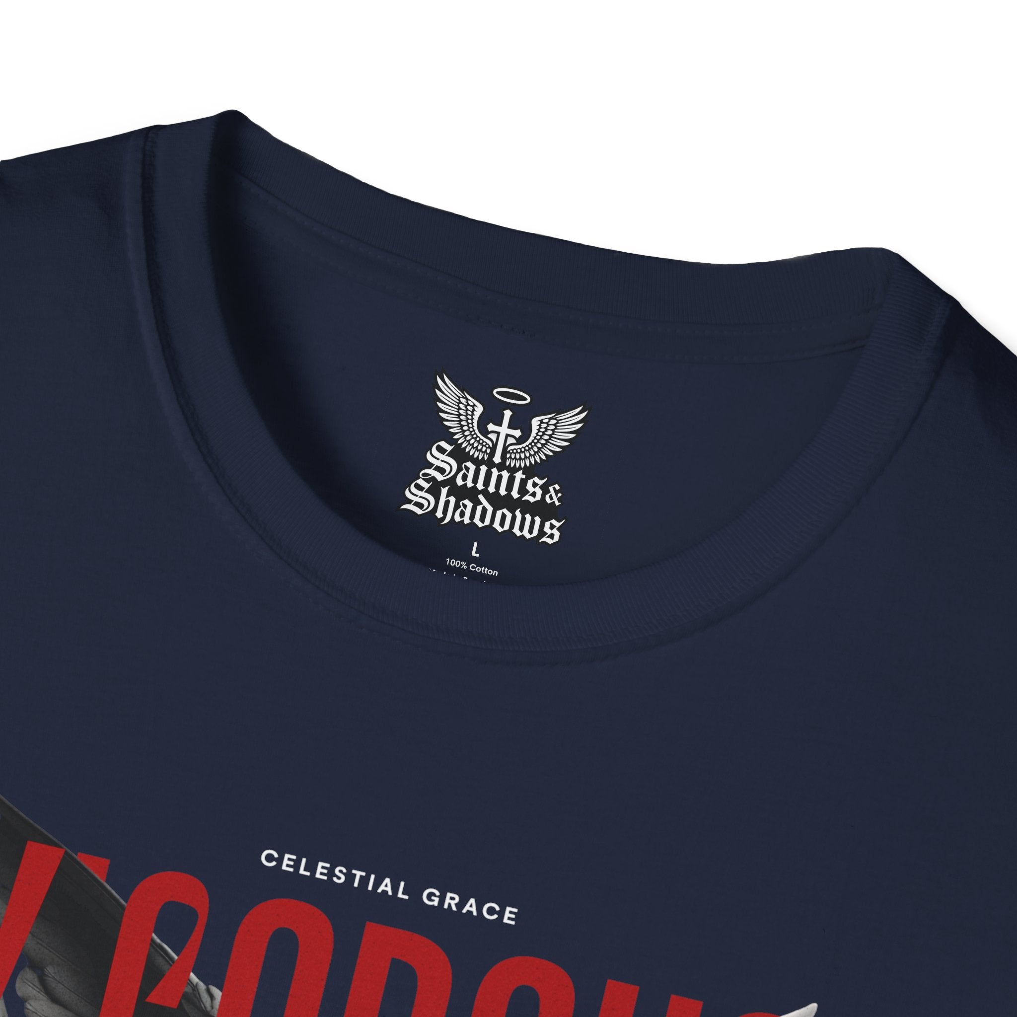 Saints and Shadows - Vigorous, Angelic Artwork Unisex Softstyle T-Shirt, Casual Wear