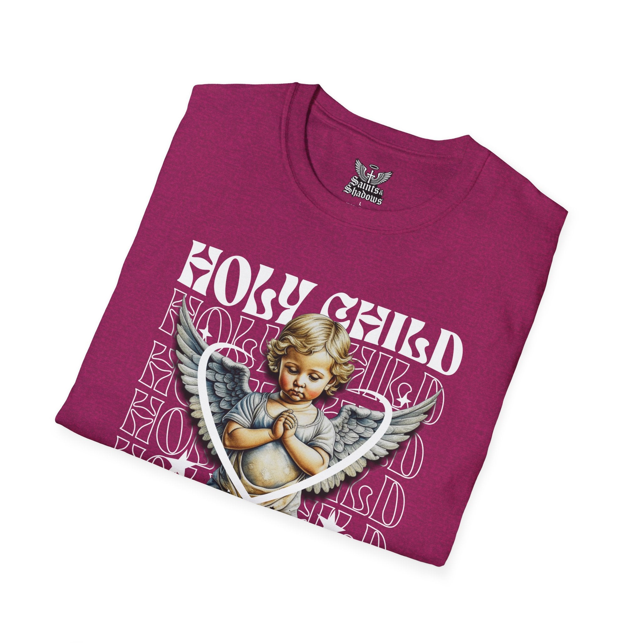Saints and Shadows - Holy Child, Angelic Artwork Unisex Softstyle T-Shirt, Casual Wear