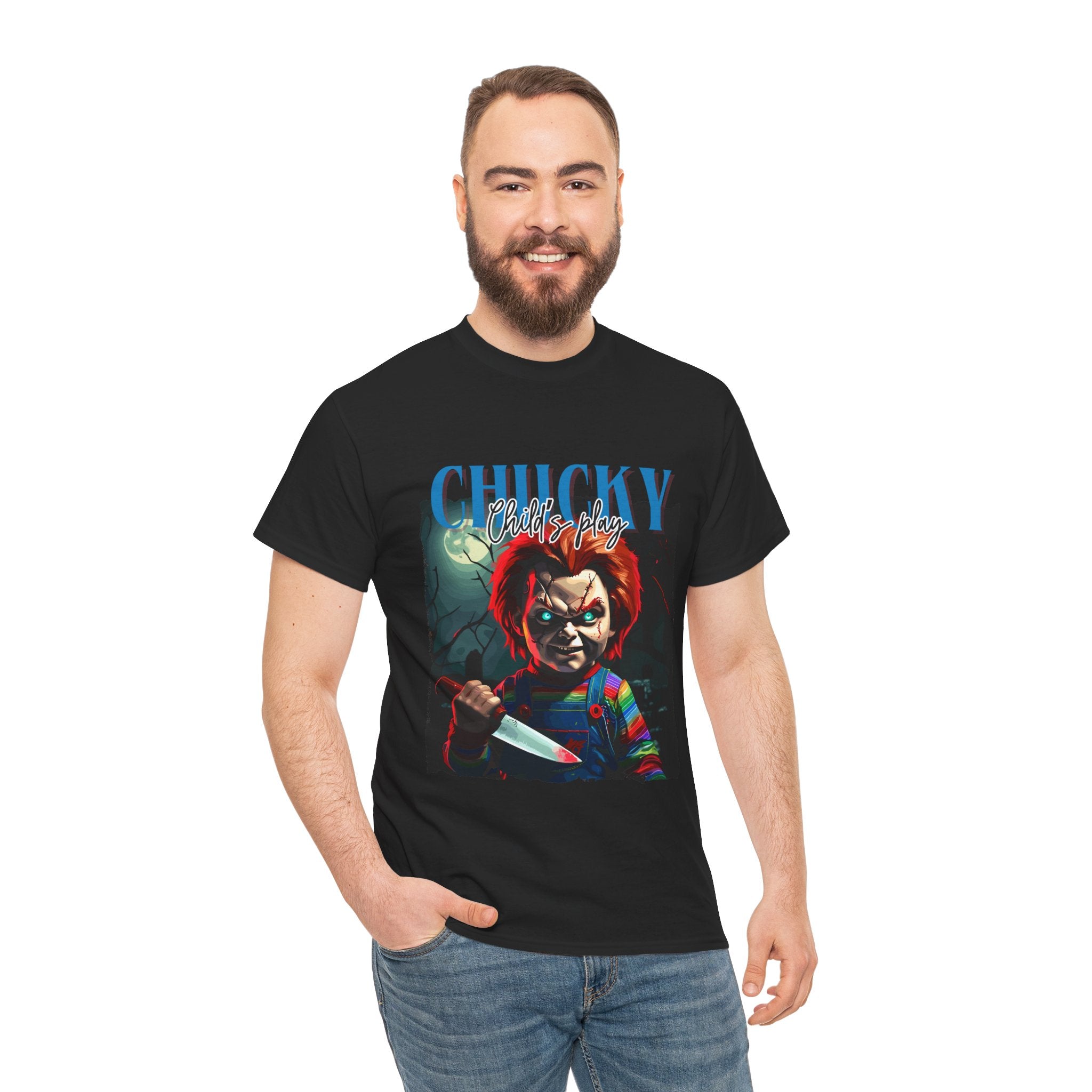Chucky Horror Graphic Tee, Unisex Cotton Shirt, Halloween Costume, Horror Movie Gift, Spooky T-Shirt, Horror Fan Apparel