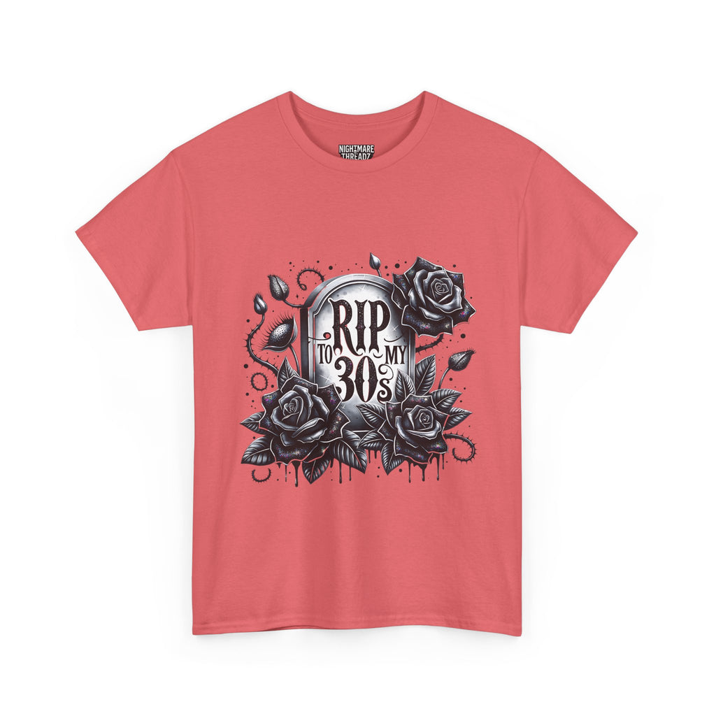 RIP to My 30s, Heavy, Unisex Graphic Shirt, Birthday Gift, Casual Wear, Vintage Style, Floral Design T-shirt