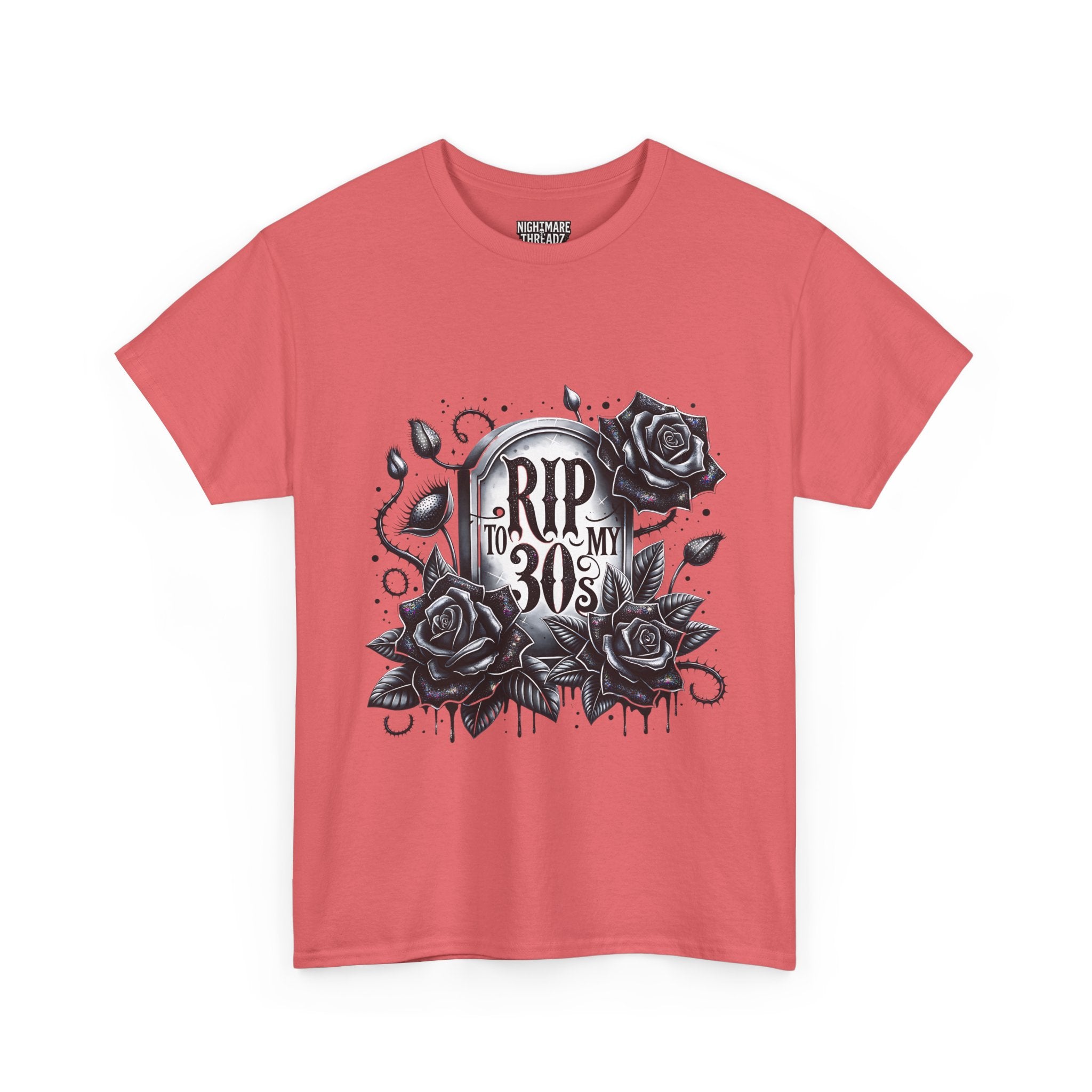 RIP to My 30s, Heavy, Unisex Graphic Shirt, Birthday Gift, Casual Wear, Vintage Style, Floral Design T-shirt