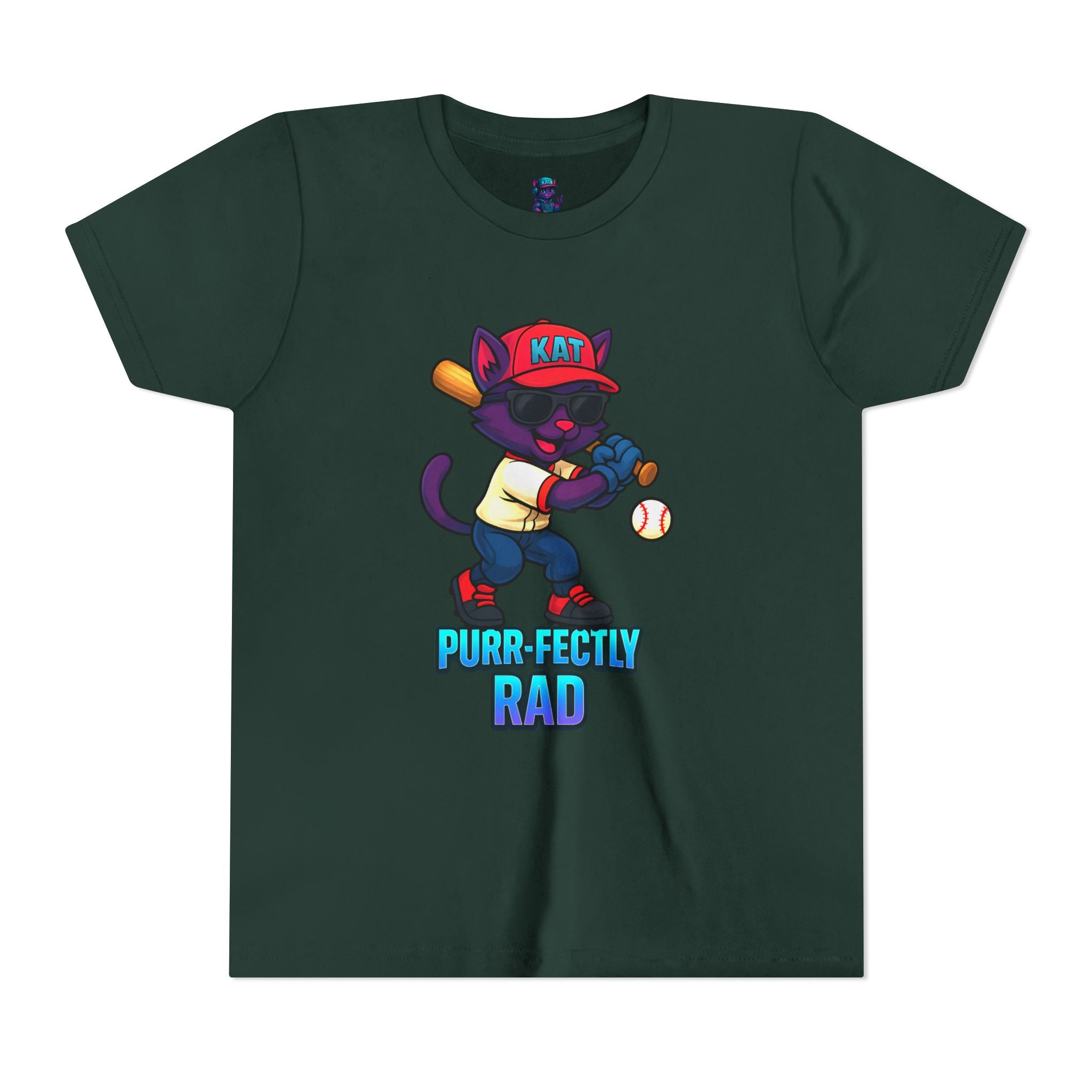 DJ KAT PAWS – Purr-fectly Rad Baseball Youth Tee | Fun Kids Graphic Shirt, Cool Cat Design, Perfect for Birthdays, Playdates & Sports Events