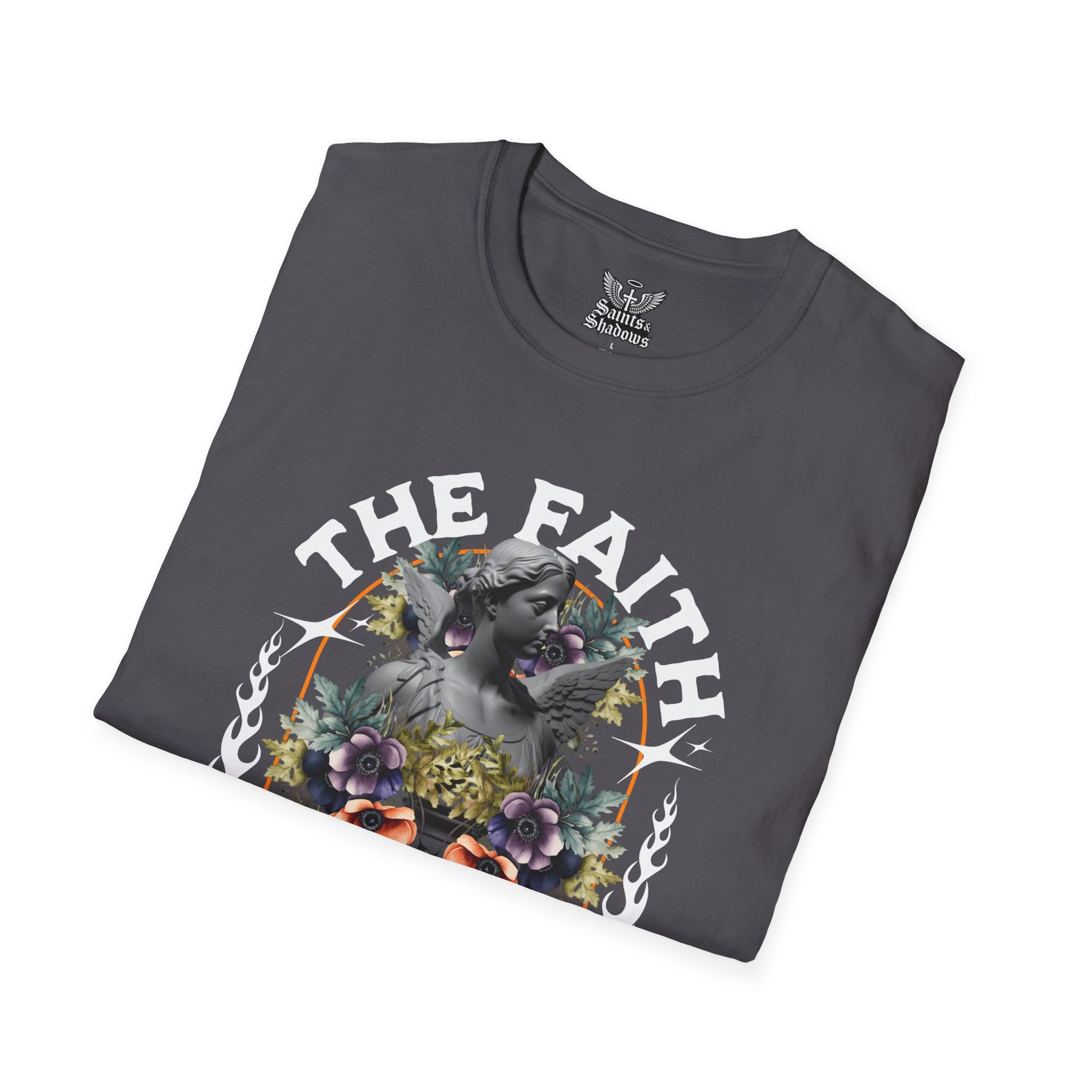 Saints and Shadows - The Faith Never Fail, Angelic Artwork Unisex Softstyle T-Shirt, Casual Wear