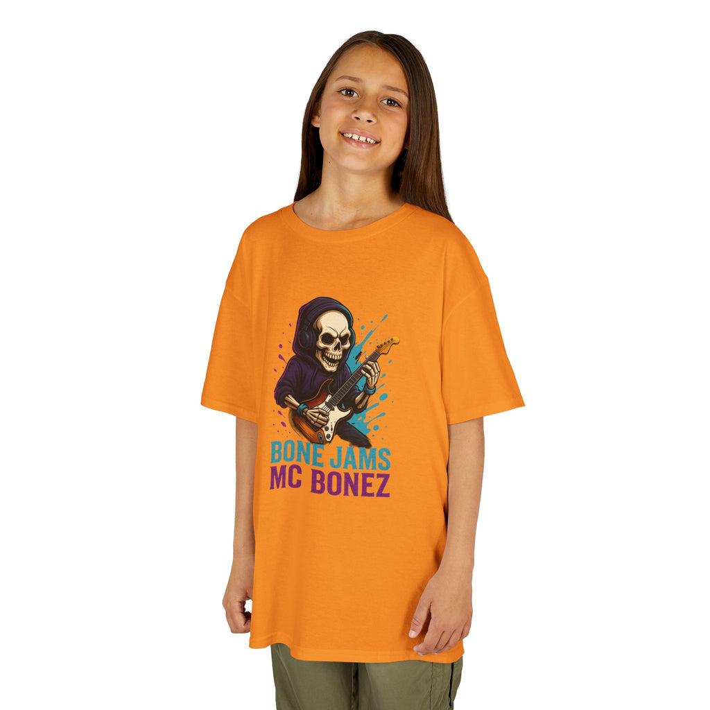 Bone Jams MC Bonez, Kids Tee | Guitar Edition | Cool Graphic Tee, Music Fan Shirt, Unique Gift for Young Musicians
