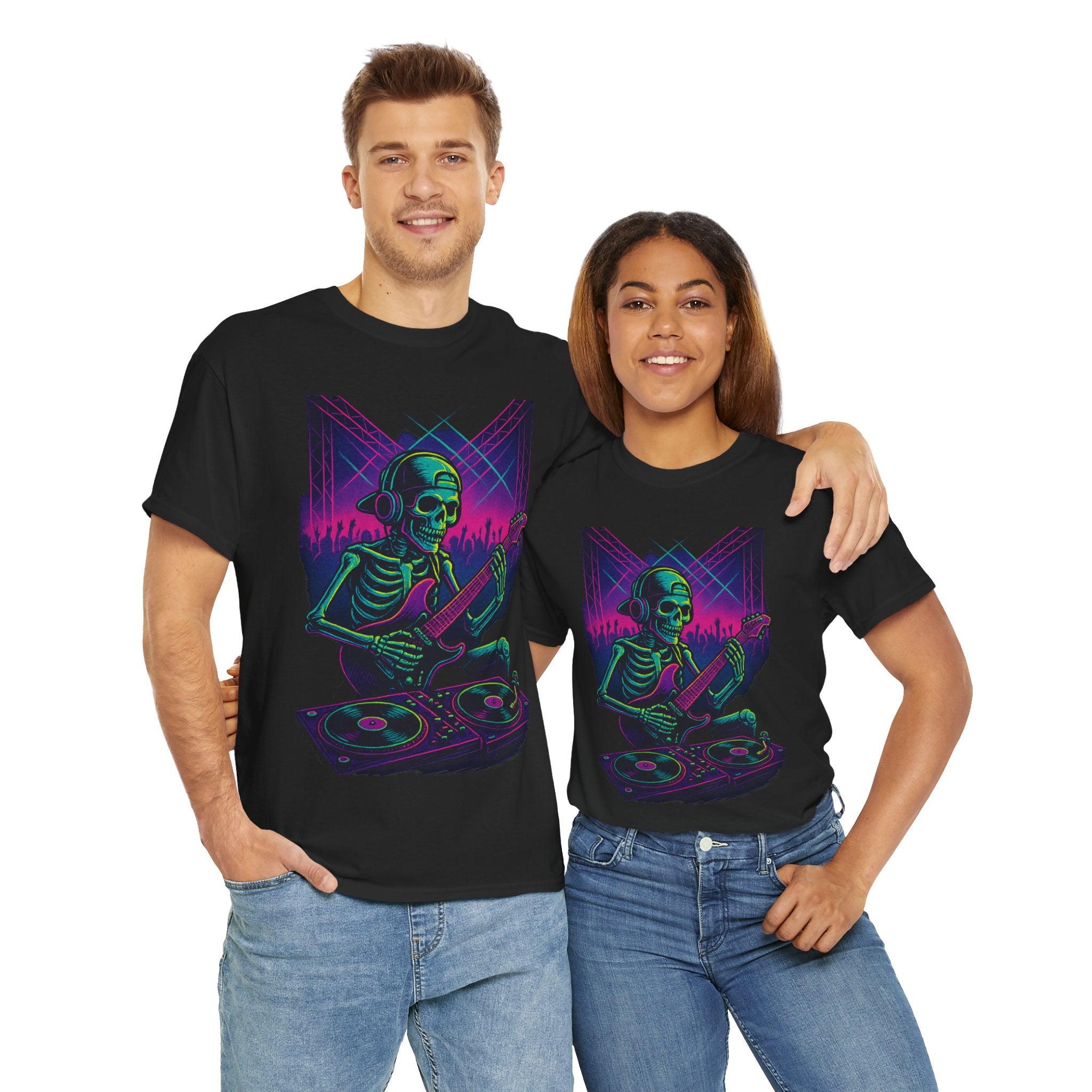Bone Jams Rockin’ Skeleton, Tee | Loud Enough to Wake the Dead | Unisex Cotton Shirt for Music Lovers, Concerts, Halloween, Gifts