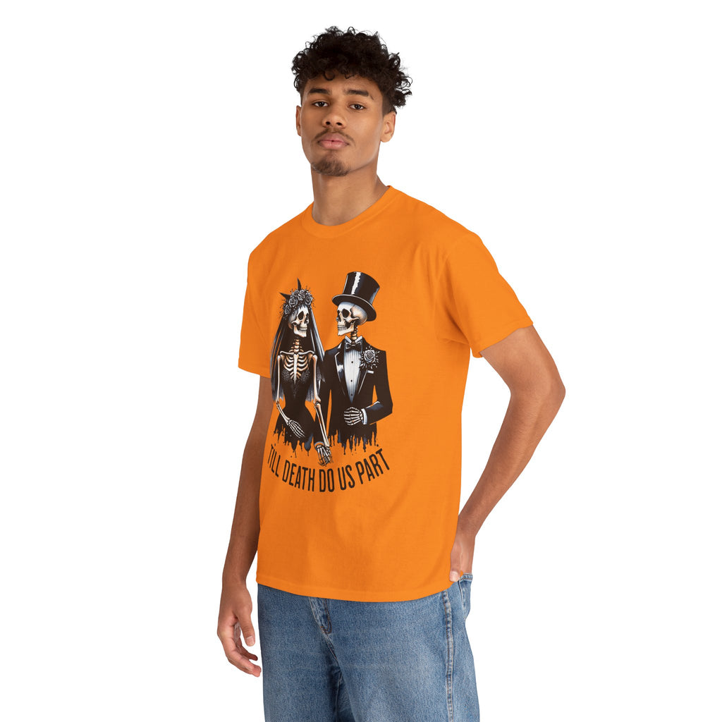 Skeleton Bride and Groom Wedding. Til Death, Tee - Horror Graphic Tee, Unisex Cotton Shirt, Halloween Costume, Horror Movie Gift, Spooky T-Shirt, Horror Fan Apparel