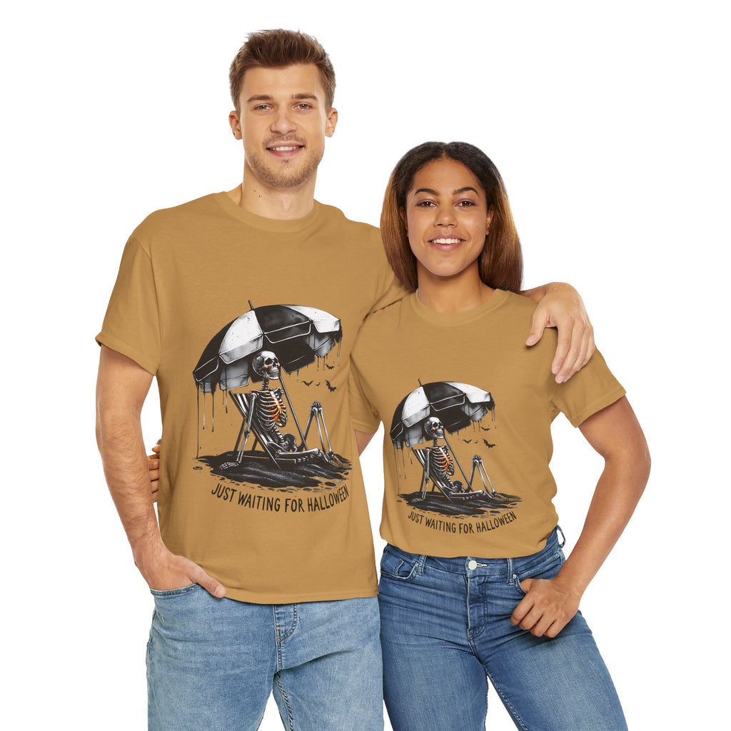 Just Waiting for Halloween, Heavy, Unisex Graphic Shirt, Birthday Gift, Casual Wear, Vintage Style, Floral Design T-shirt