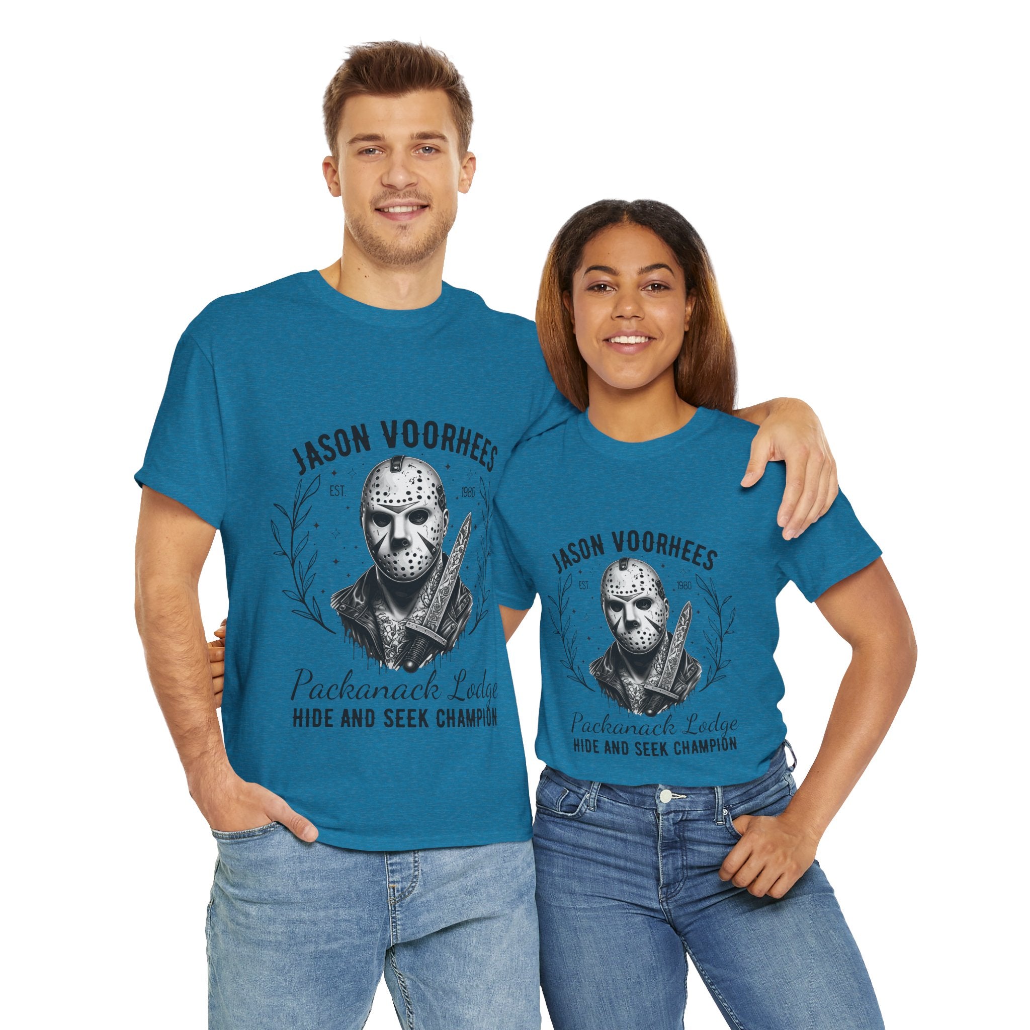 Jason Voorhees 'Hide and Seek Champion'  - Horror Graphic Tee, Unisex Cotton Shirt, Halloween Costume, Horror Movie Gift, Spooky T-Shirt, Horror Fan Apparel