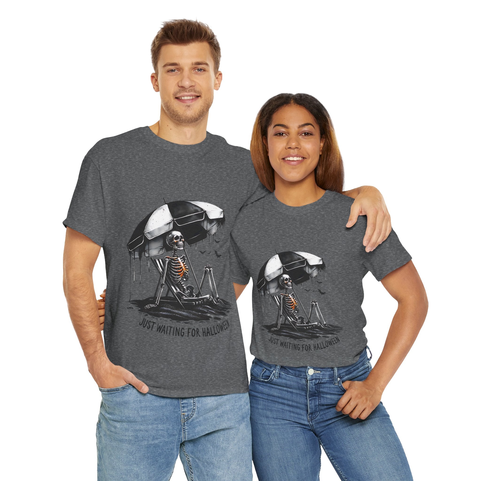Just Waiting for Halloween, Heavy, Unisex Graphic Shirt, Birthday Gift, Casual Wear, Vintage Style, Floral Design T-shirt