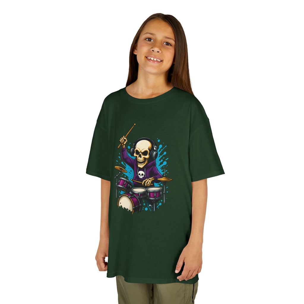Bone Jams MC Bonez Kids Tee | Drummer Edition | Halloween Costume, Birthday Gift & Drop Dead Beats Apparel